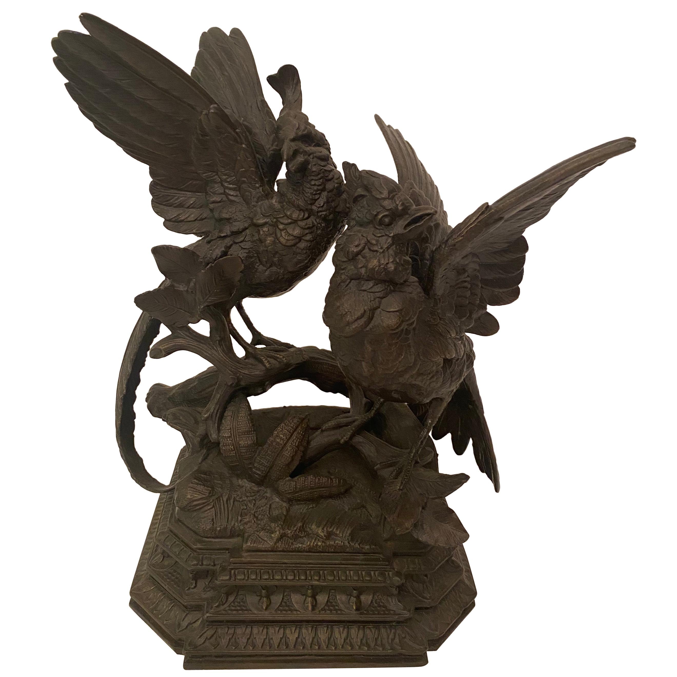 Bronzefigur von Spielvogeln aus Bronze