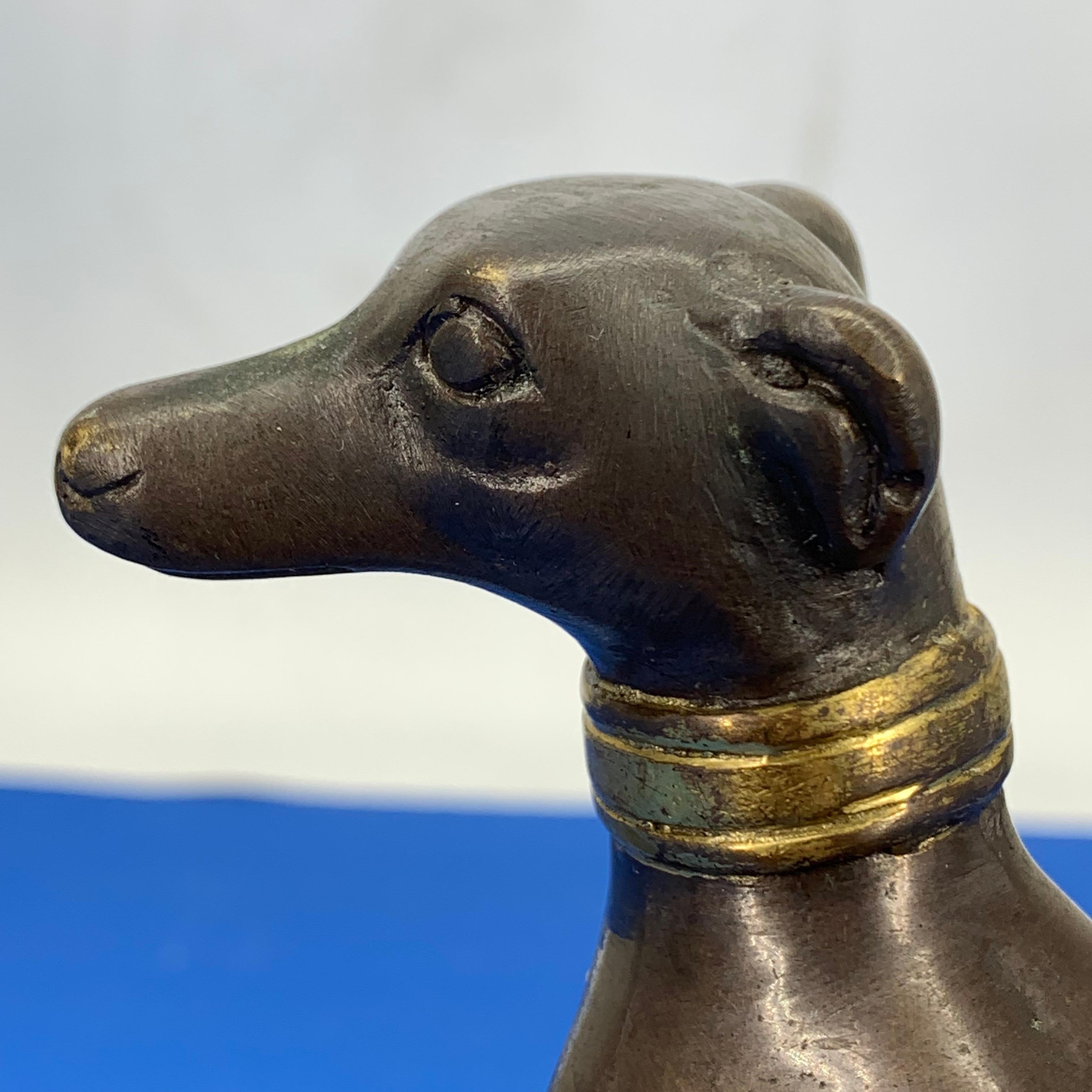 Bronze Figure Of A Lying Down Greyhound With Gilded Collar 1