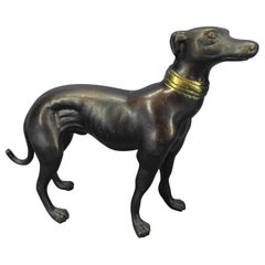 Bronze Figure Of Greyhound With Gilded Collar