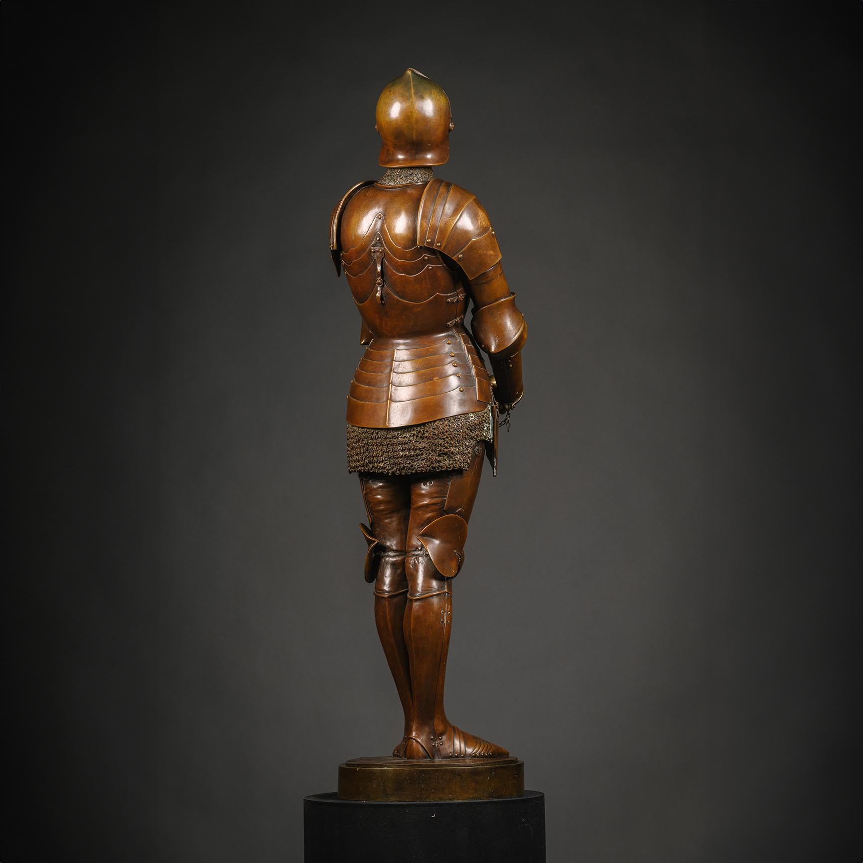 Bronzefigur der Jeanne d'Arc aus Bronze  Aus dem Modell von  Louis Ernest Barrias (Patiniert) im Angebot