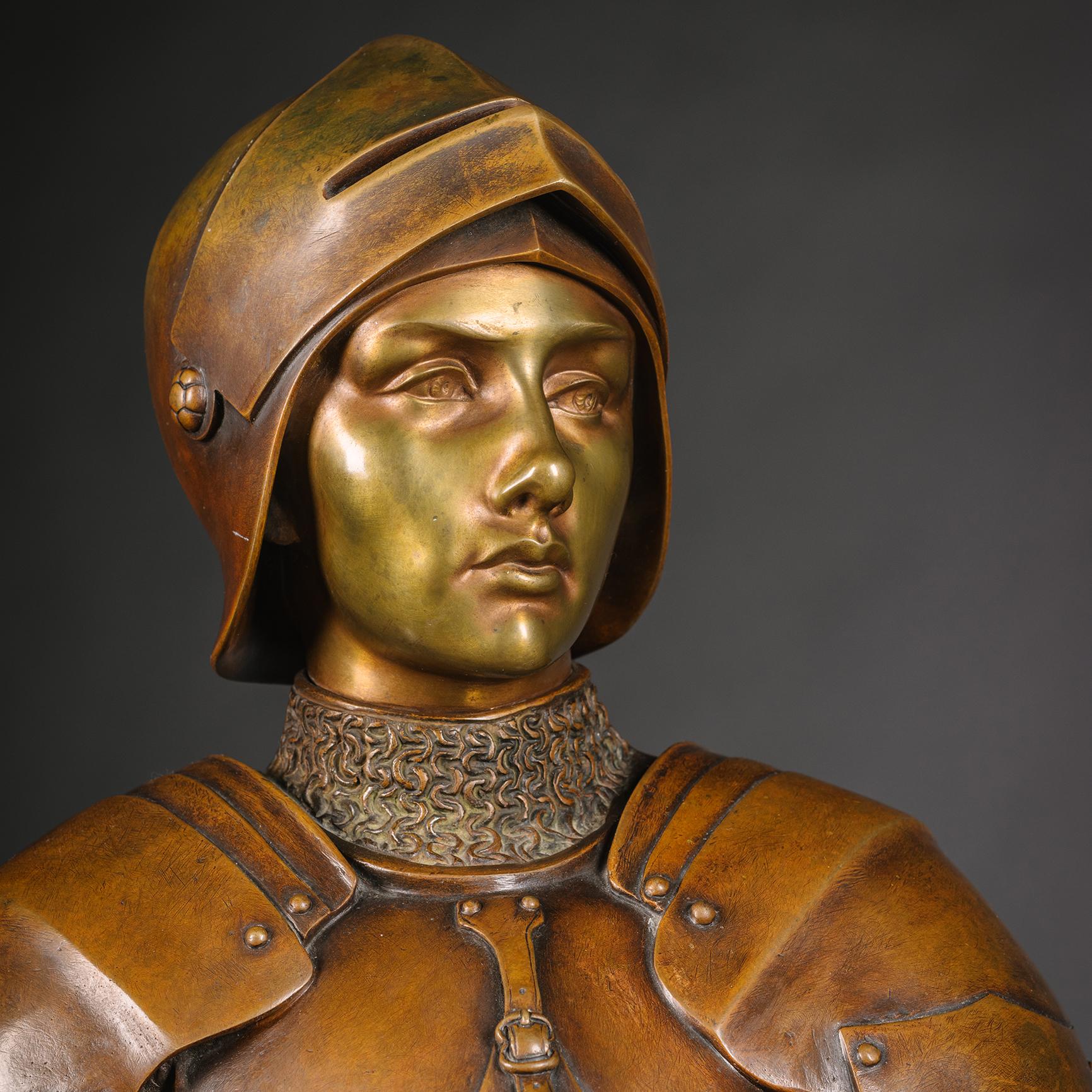 Bronze Figure of Jeanne d'Arc  From The Model By  Louis Ernest Barrias For Sale 2