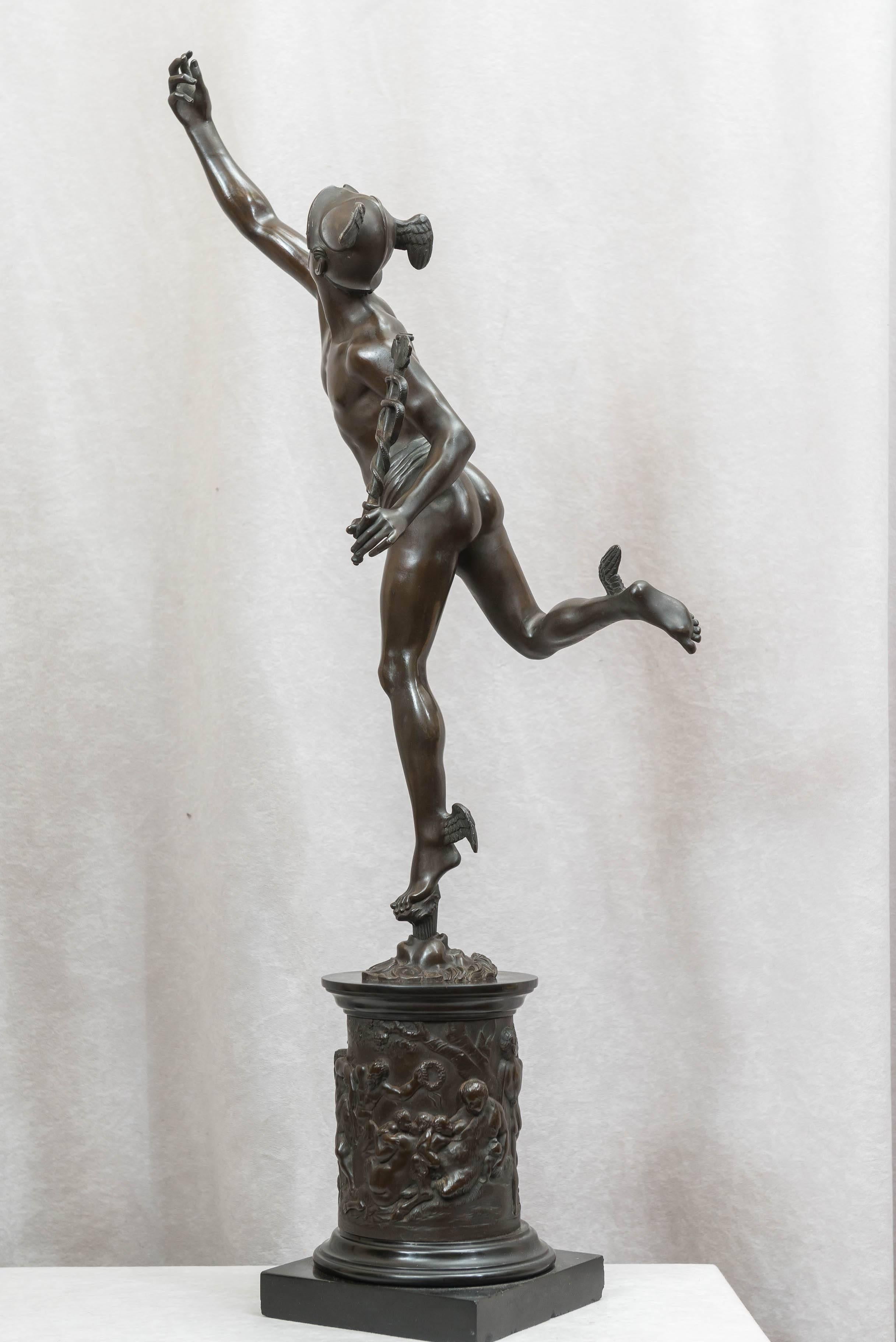 Bronze Figure of Mercury by Giambologna, Souvenir of the Grand Tour In Excellent Condition In Petaluma, CA