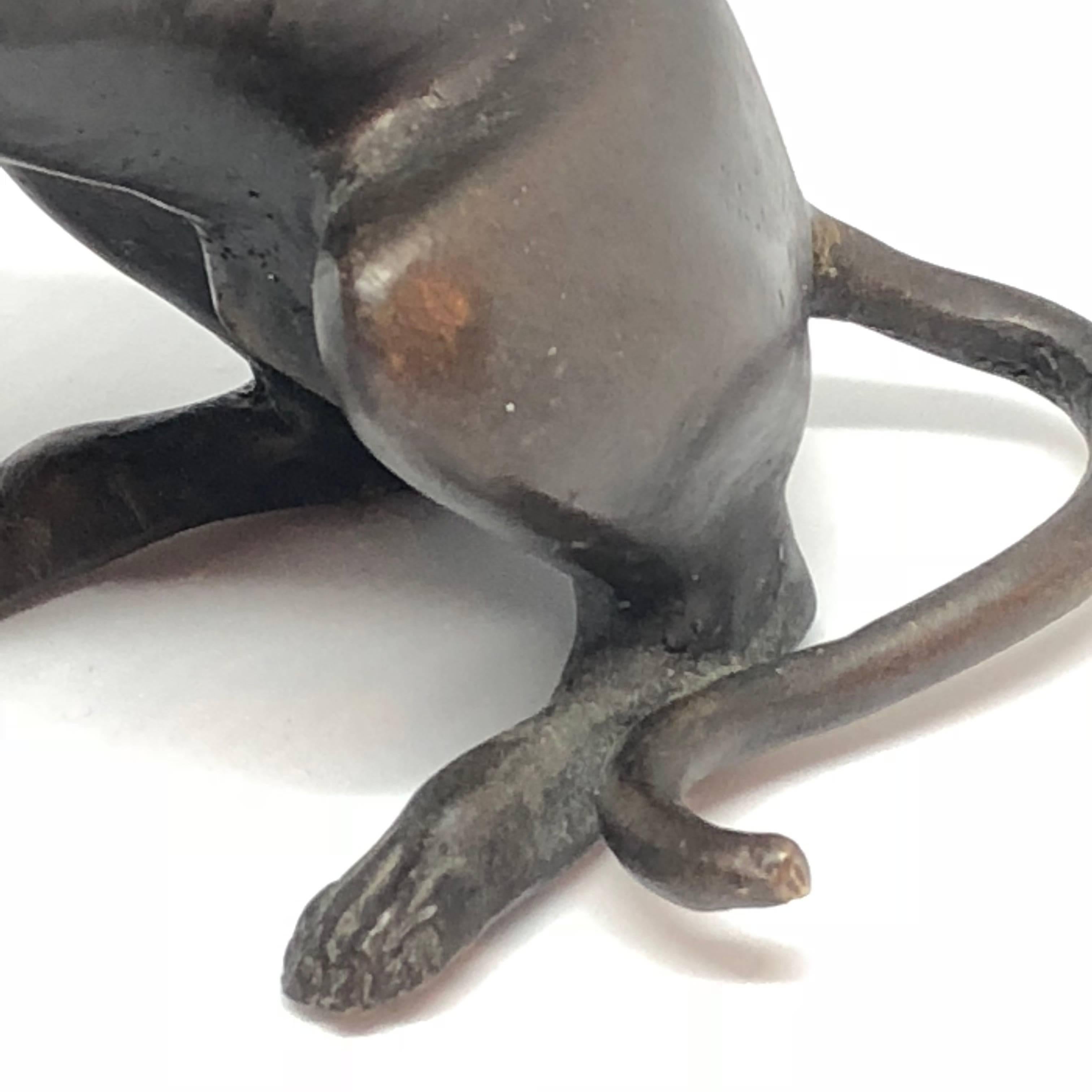 Bronze Figure of Sitting Greyhound With Gilded Collar 5