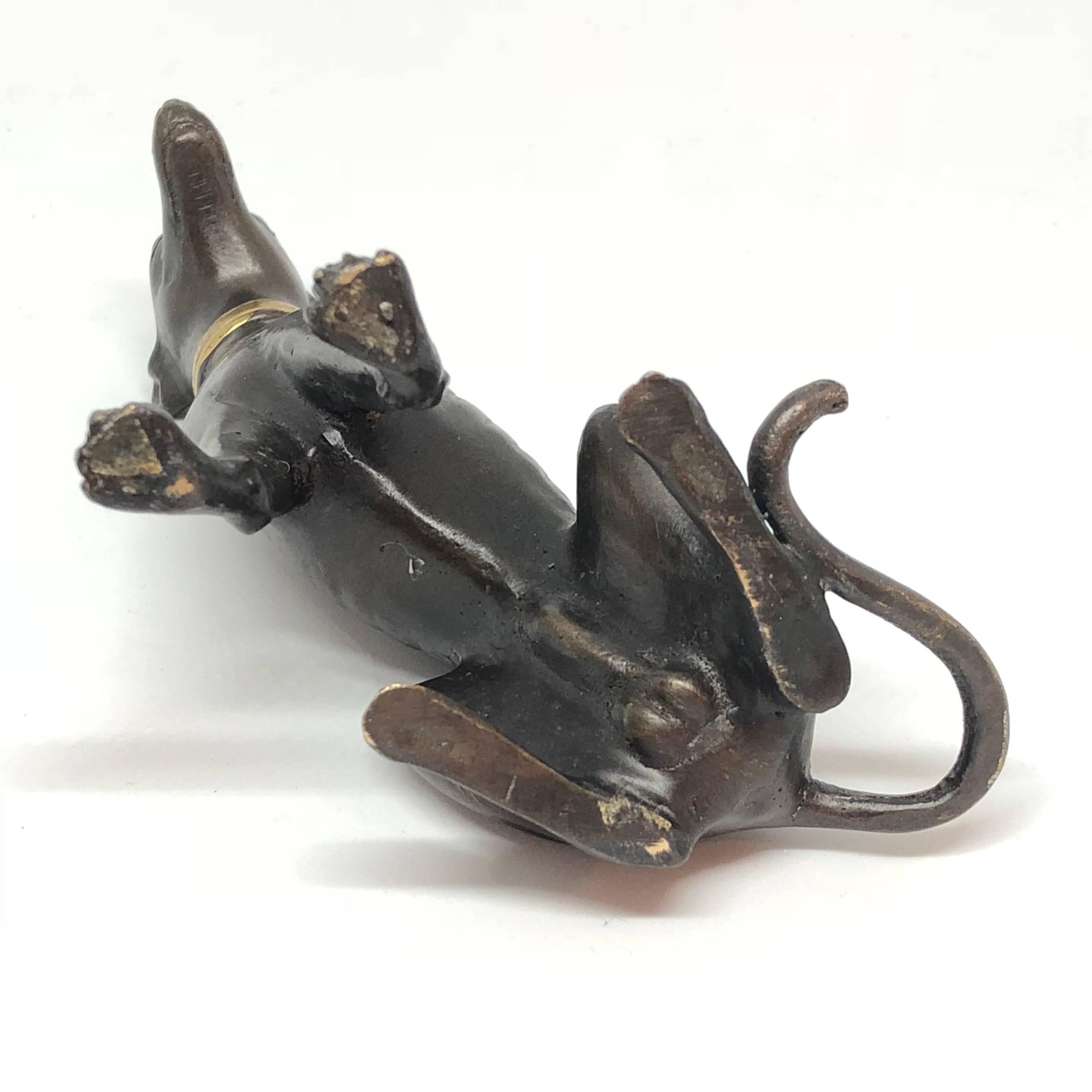 Bronze Figure of Sitting Greyhound With Gilded Collar 7