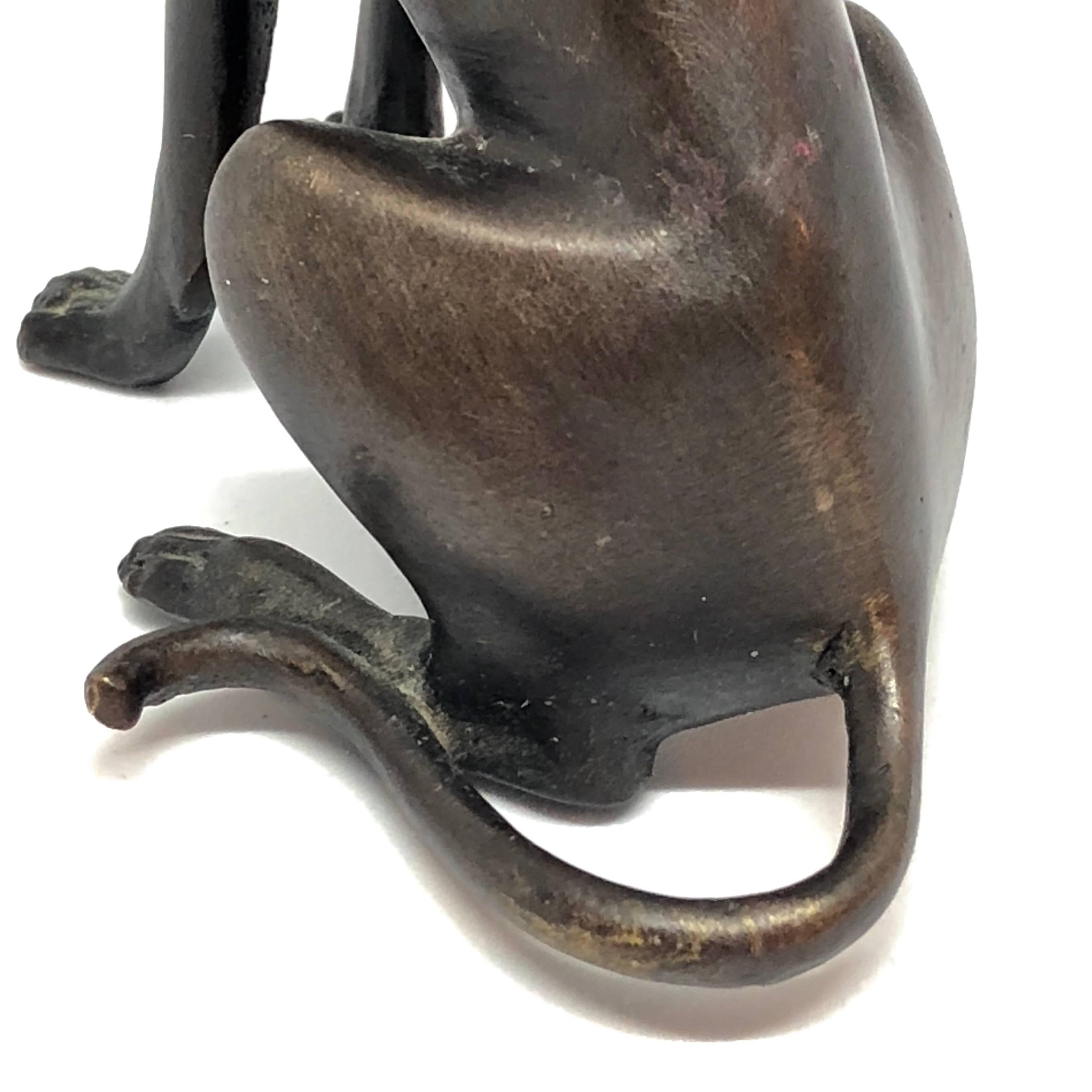 Bronze Figure of Sitting Greyhound With Gilded Collar 3
