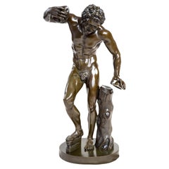 Antique Bronze Figure of The Dancing Faun with Cymbals
