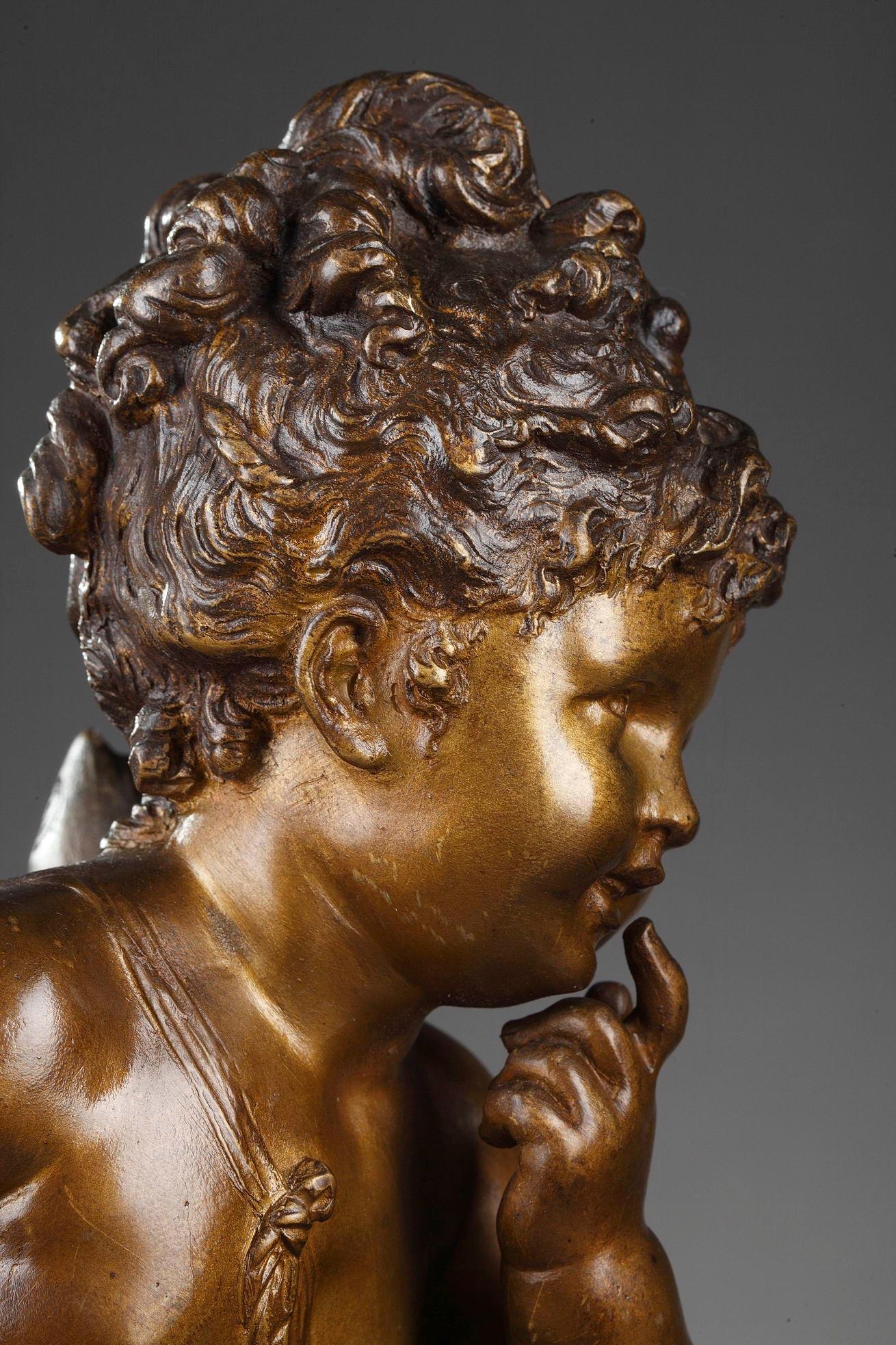 Patinated Bronze Figure of Young Psyche by Paul Duboy For Sale