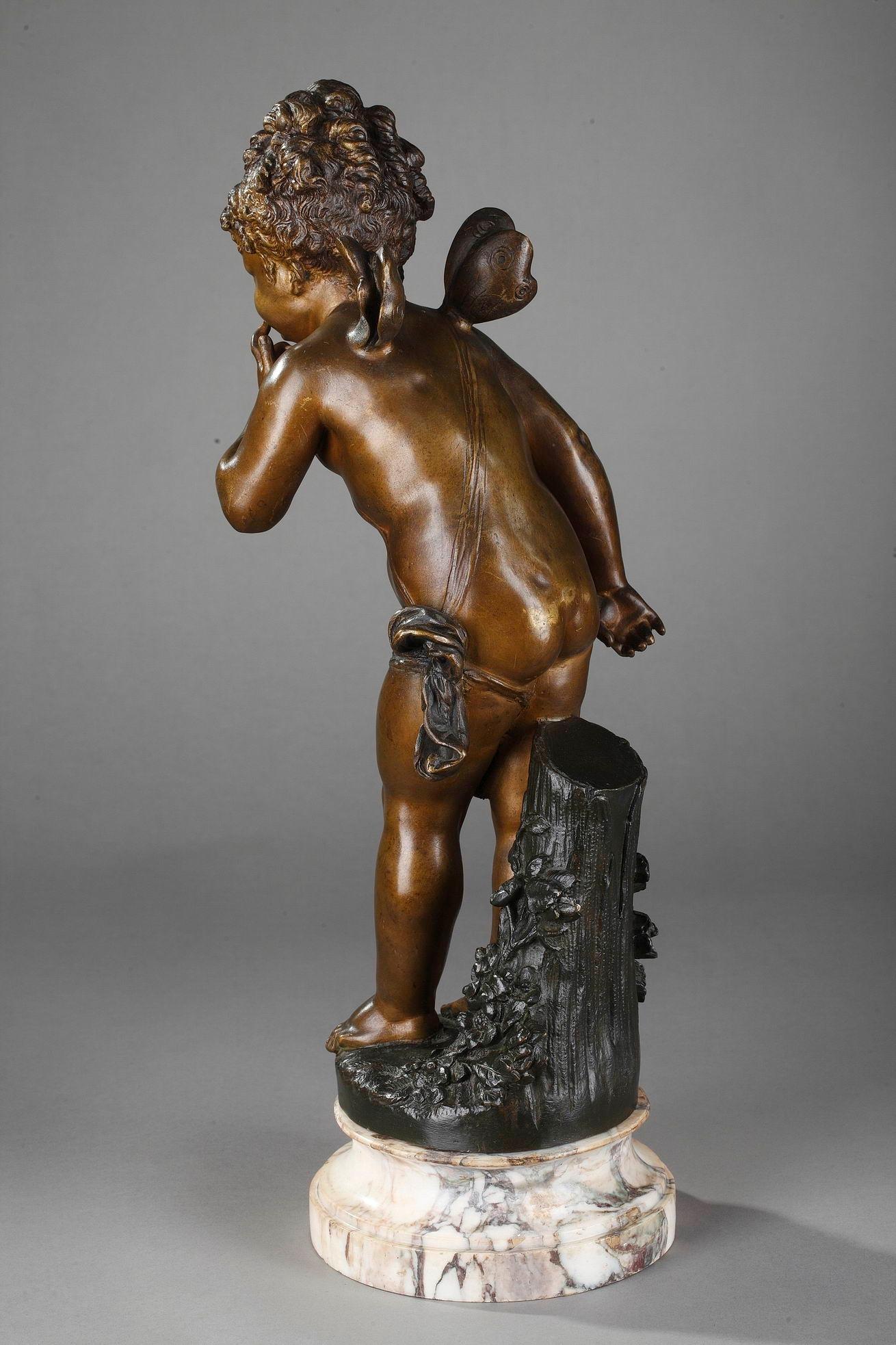 Marmo Figura in bronzo di giovane psiche di Paul Duboy in vendita