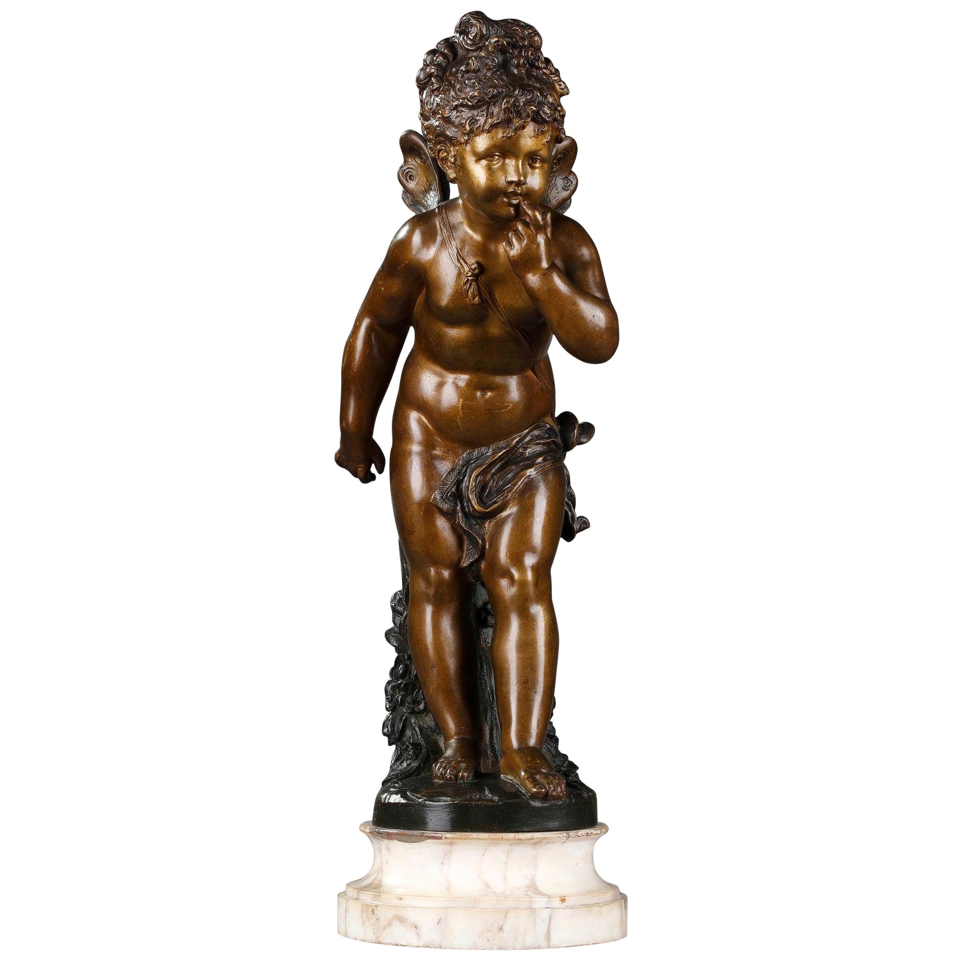 Bronzefigur einer jungen Psyche aus Bronze von Paul Duboy im Angebot