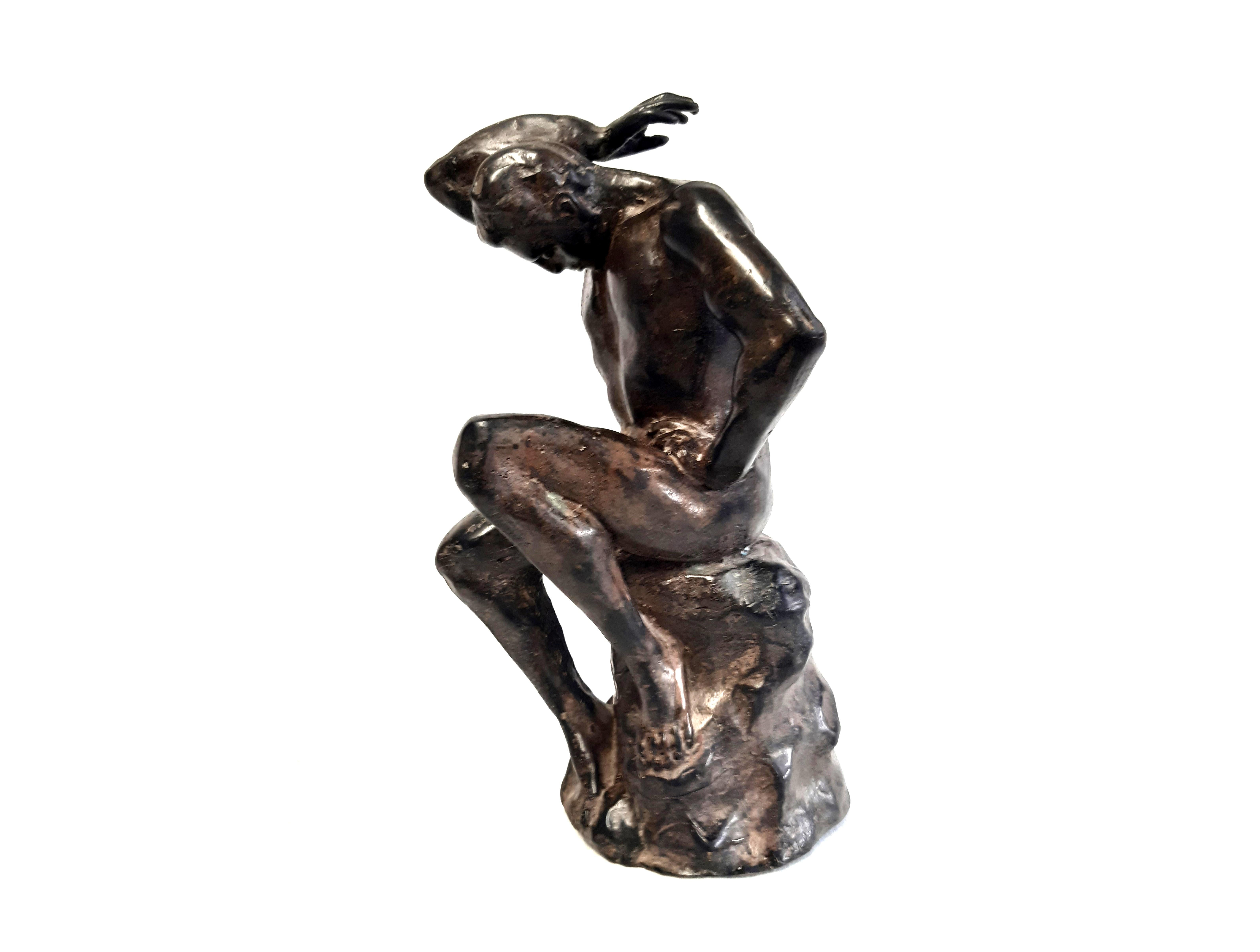 Art Deco Bronze figure P.Chenet SITTING MAN For Sale