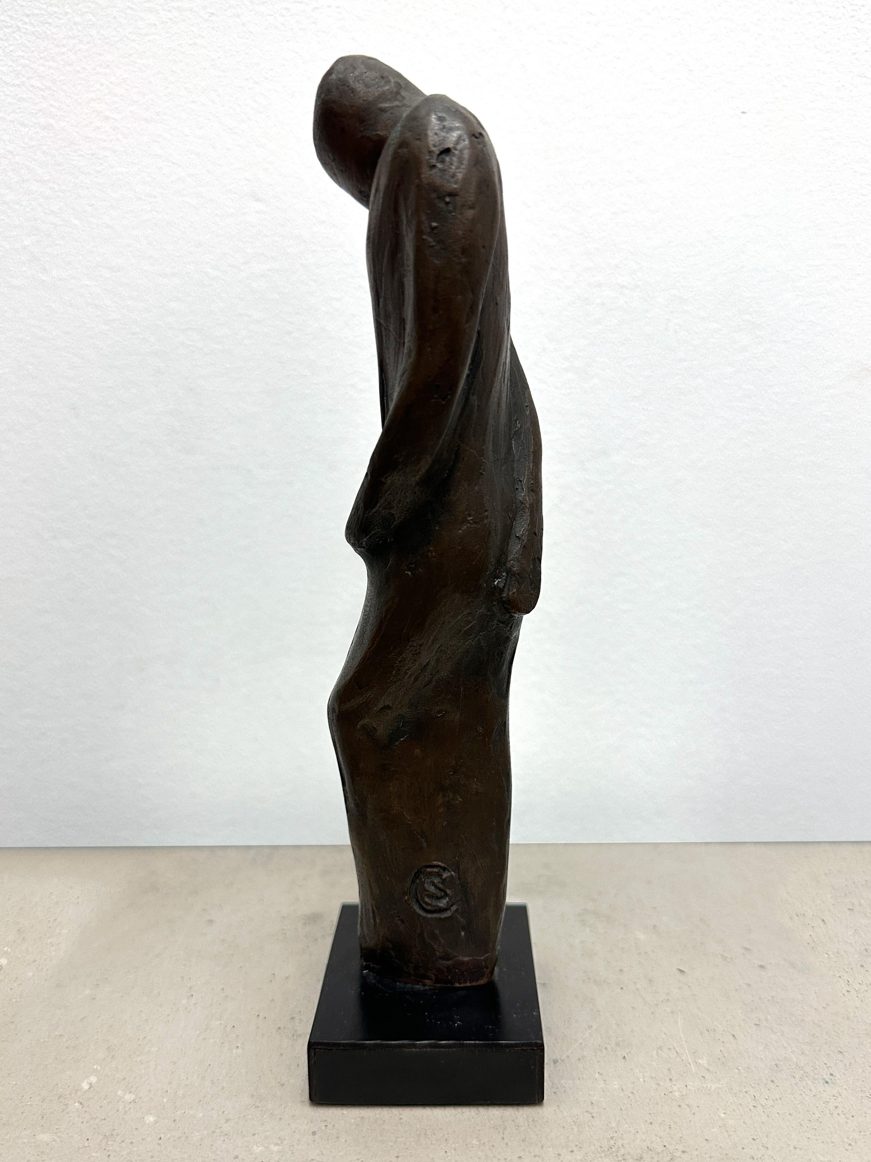 Post-Modern Bronze Figure Sculpture by Caroline Stacey Circa 1980s