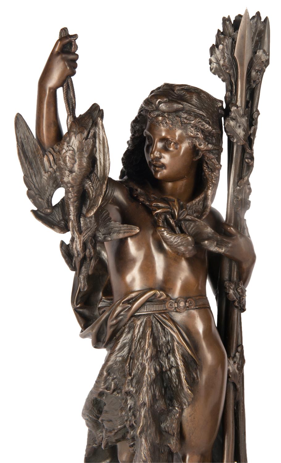 Bronze Figures by 'Carrier' of Hunting and Fishing, 19th Century 2