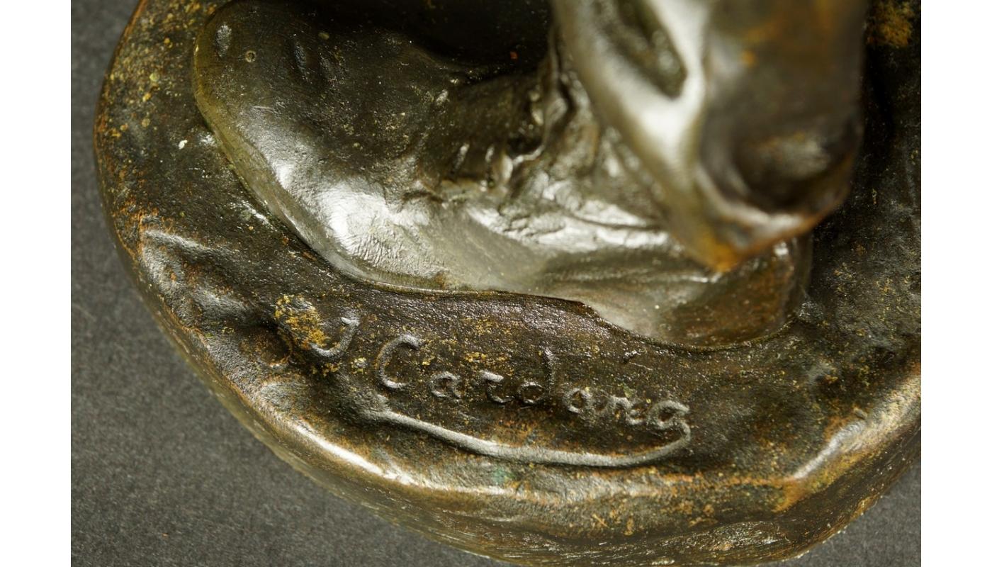 Bronze Figurine of Young Boy Rolling a Cigarette Jose Cardona 20th Century For Sale 3