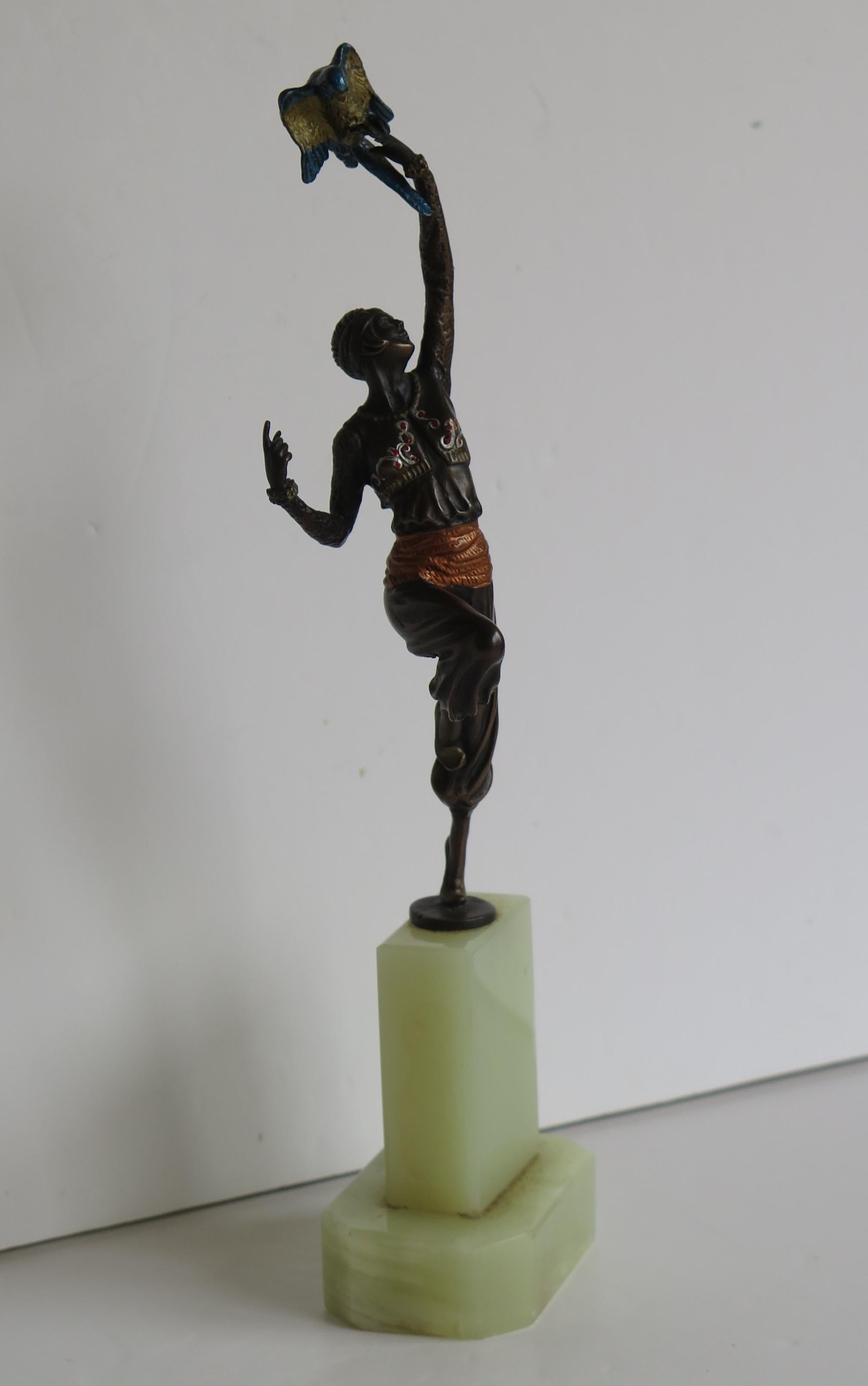 Art Deco Bronze Figurine Sculpture by or after Paul Philippe La Danseur Perroquet, Ca1920 For Sale