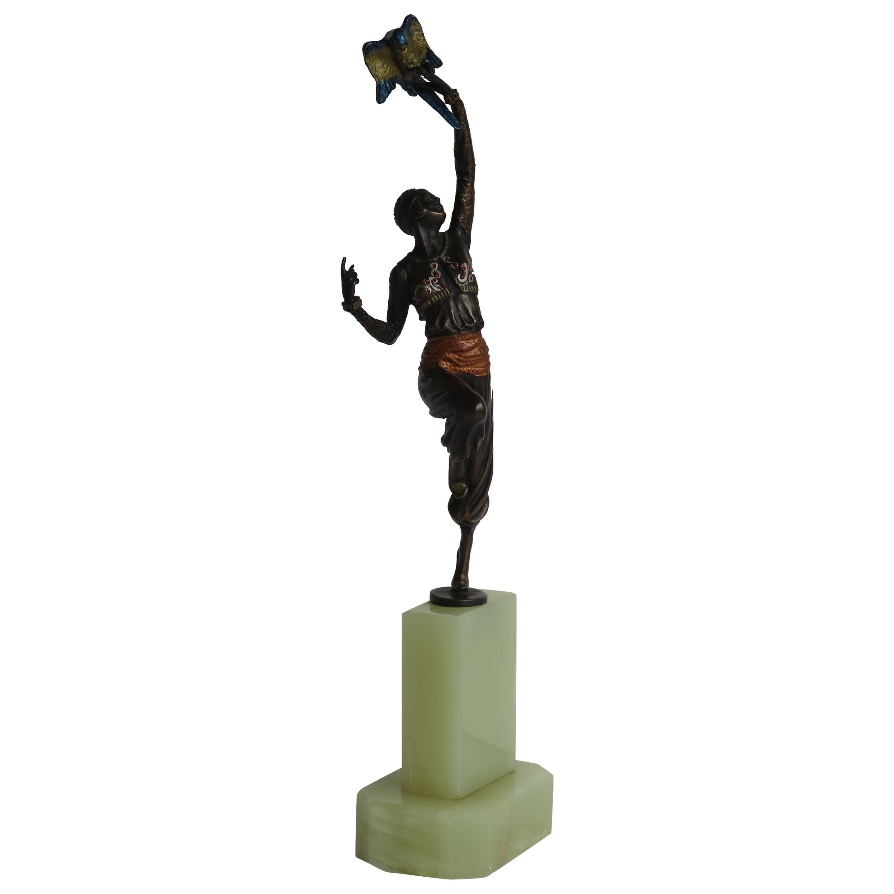 Bronze Figurine Sculpture by or after Paul Philippe La Danseur Perroquet, Ca1920