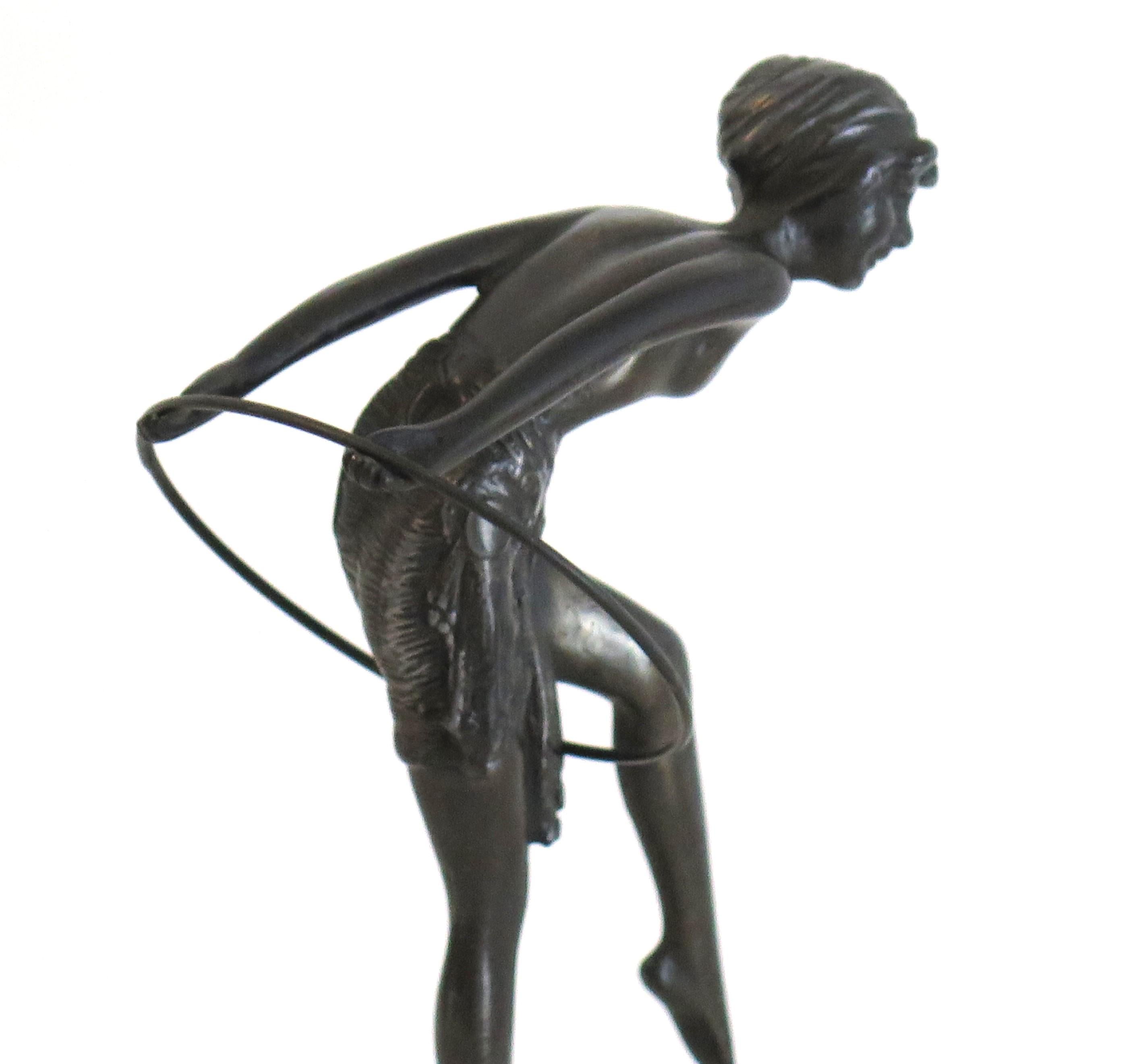 Bronze Figurine Sculpture Hoop Dancer After D H Chiparus, Art Deco Circa 1920s For Sale 2