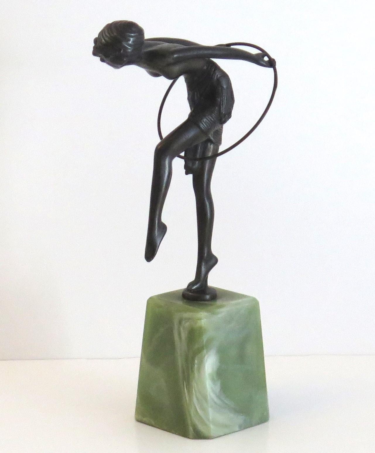 Hand-Crafted Bronze Figurine Sculpture Hoop Dancer After D H Chiparus, Art Deco Circa 1920s For Sale