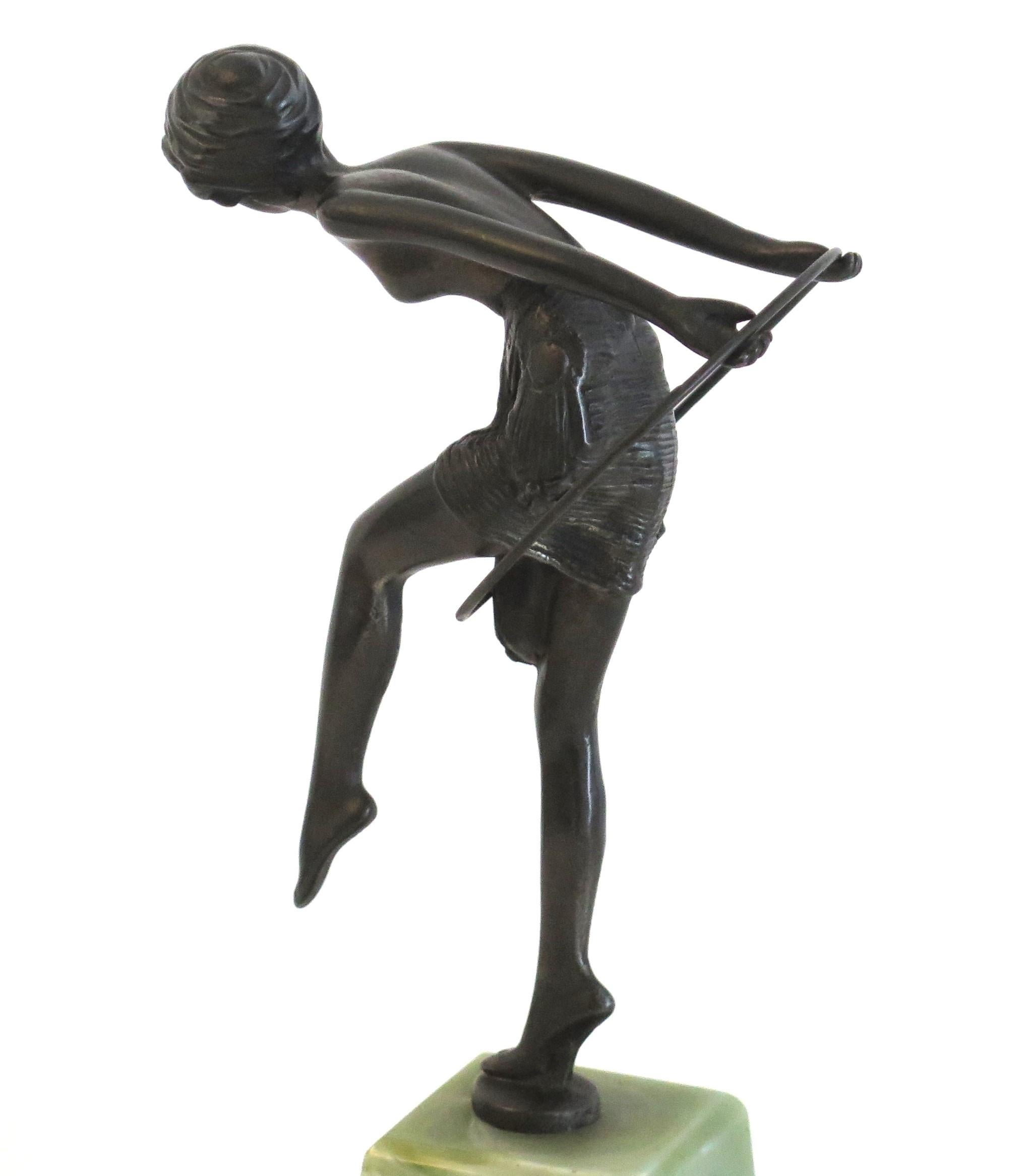 Early 20th Century Bronze Figurine Sculpture Hoop Dancer After D H Chiparus, Art Deco Circa 1920s For Sale