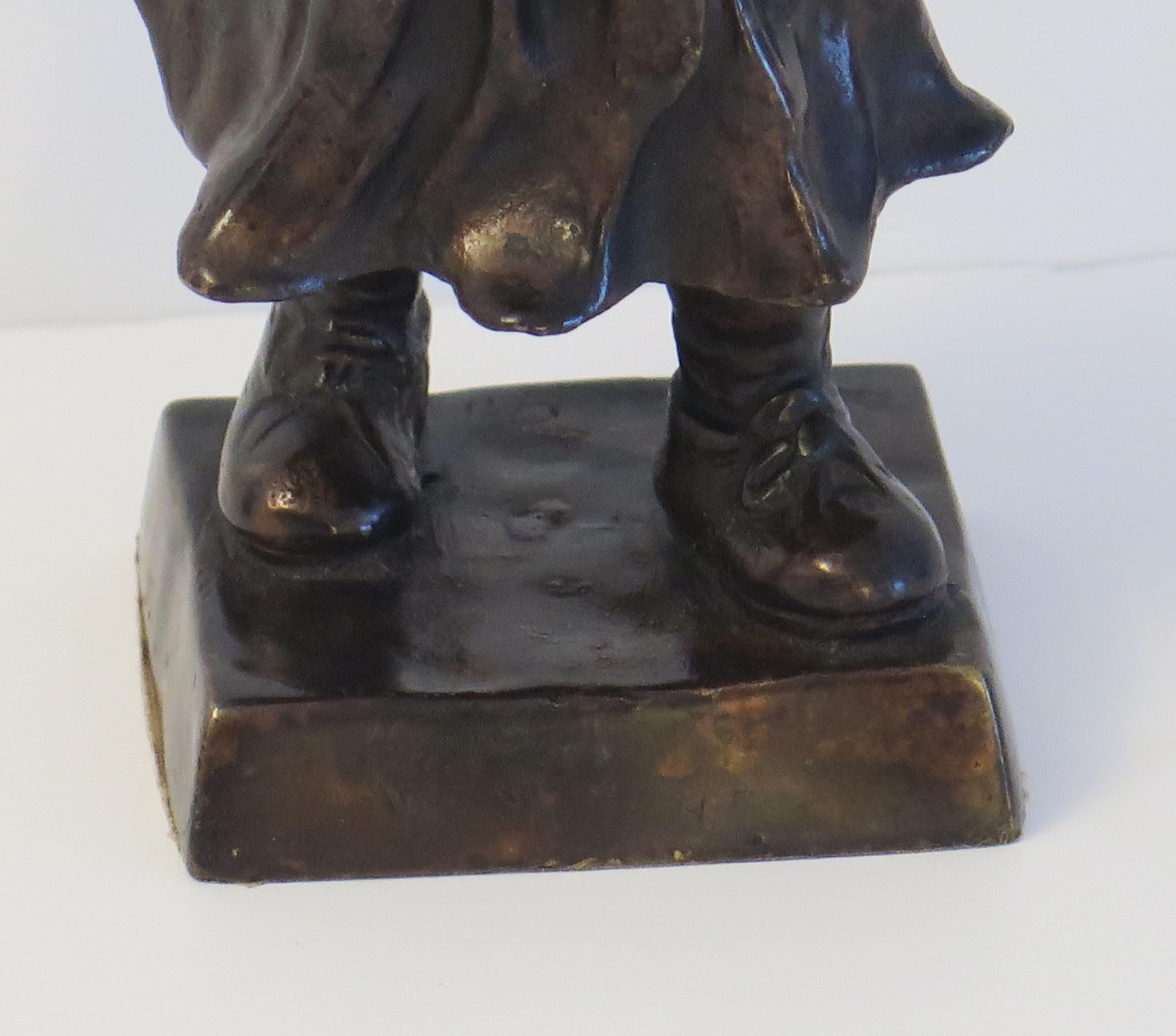 Bronze Figurine Sculpture of Blindfolded Girl signed, Italian 19th C For Sale 4