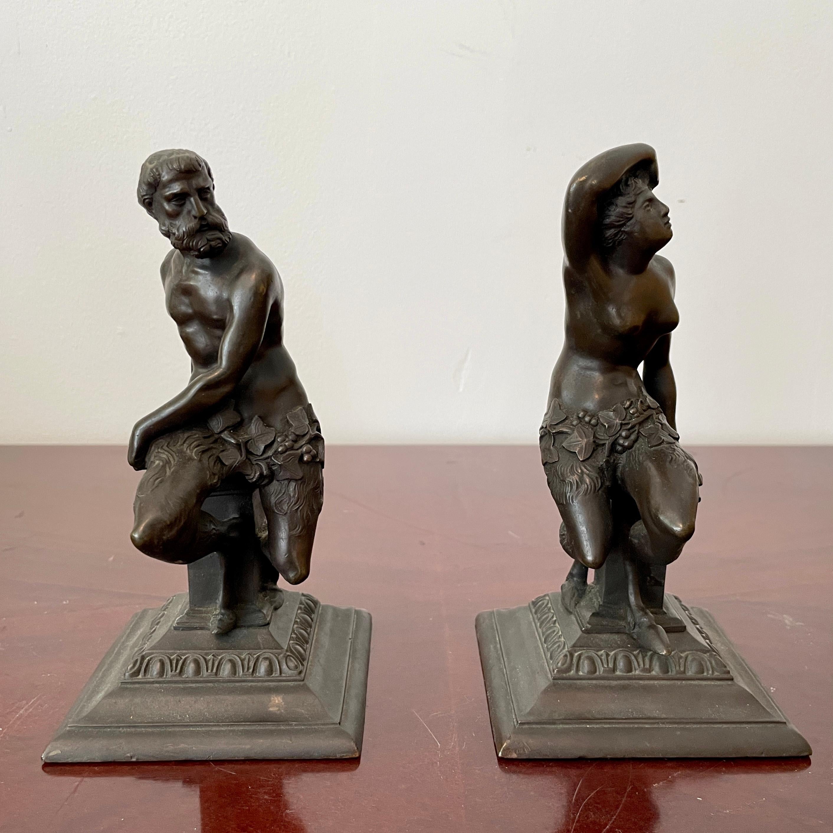Classic pair of bronze figurines of a man and a woman. Great addition to your classic inspired interiors.