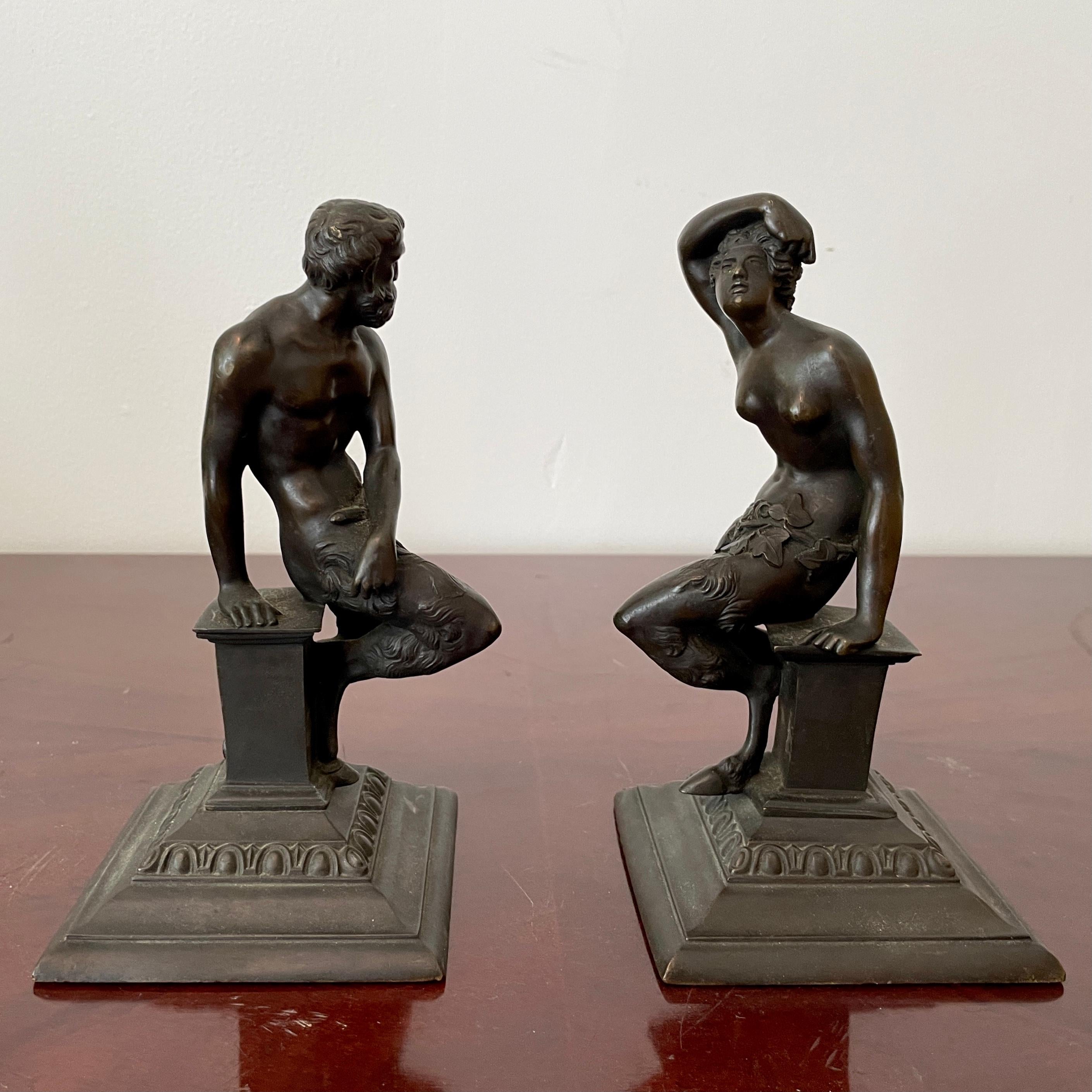 Bronze Figurines of Man and Woman - a Pair In Good Condition For Sale In Los Angeles, CA