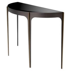 Bronze finish and Brushed Brass Console Table with Black Beveled Glass