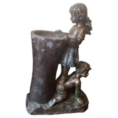 Bronze Finish Boy & Girl Water Fountain Statue