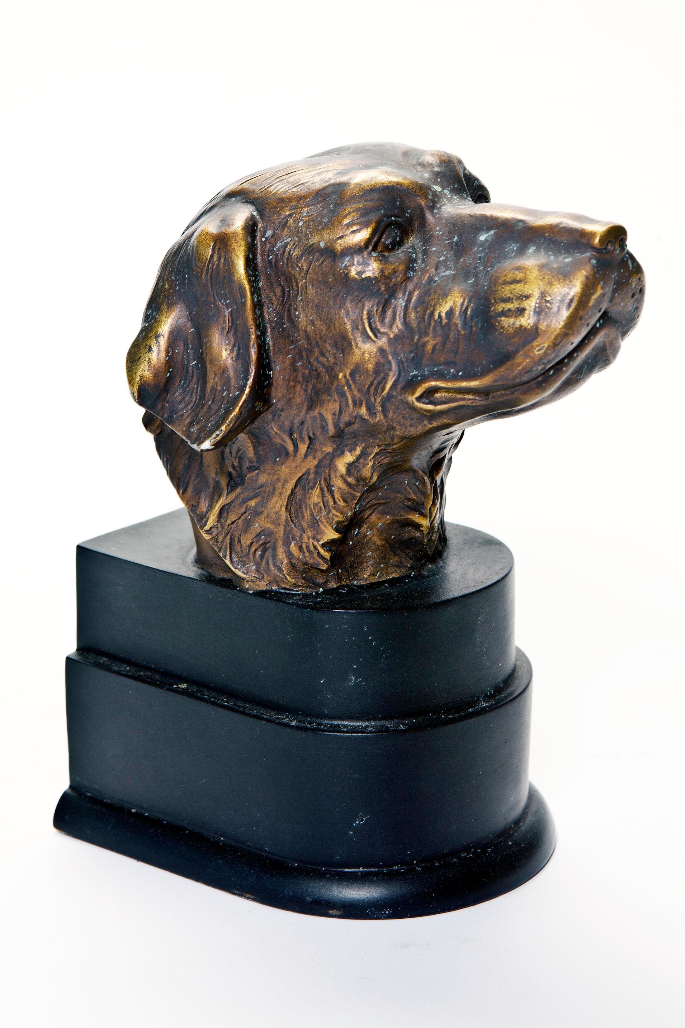 Bronze Finish Dog Head Bookends, a Pair 1
