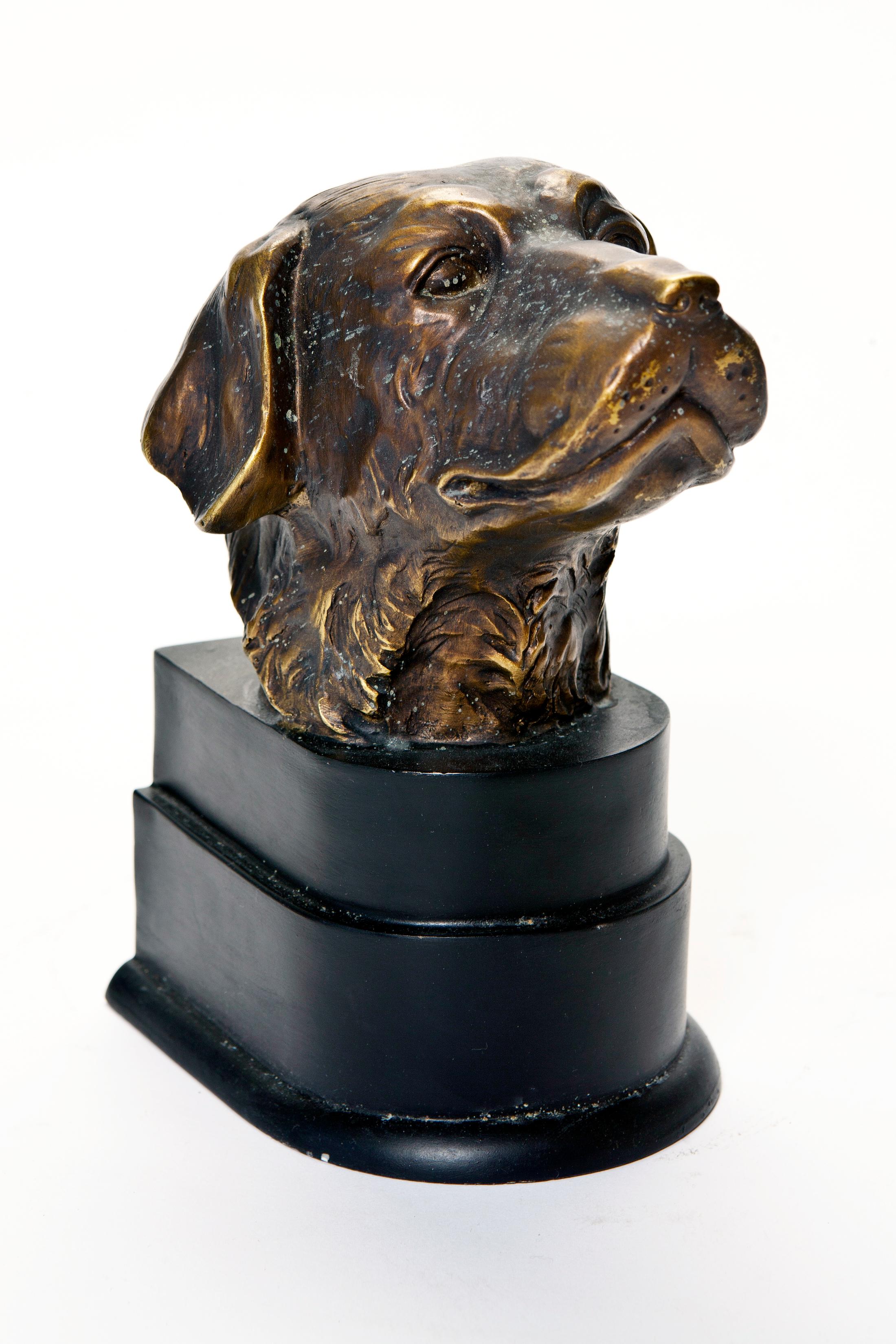 Bronze Finish Dog Head Bookends, a Pair 2