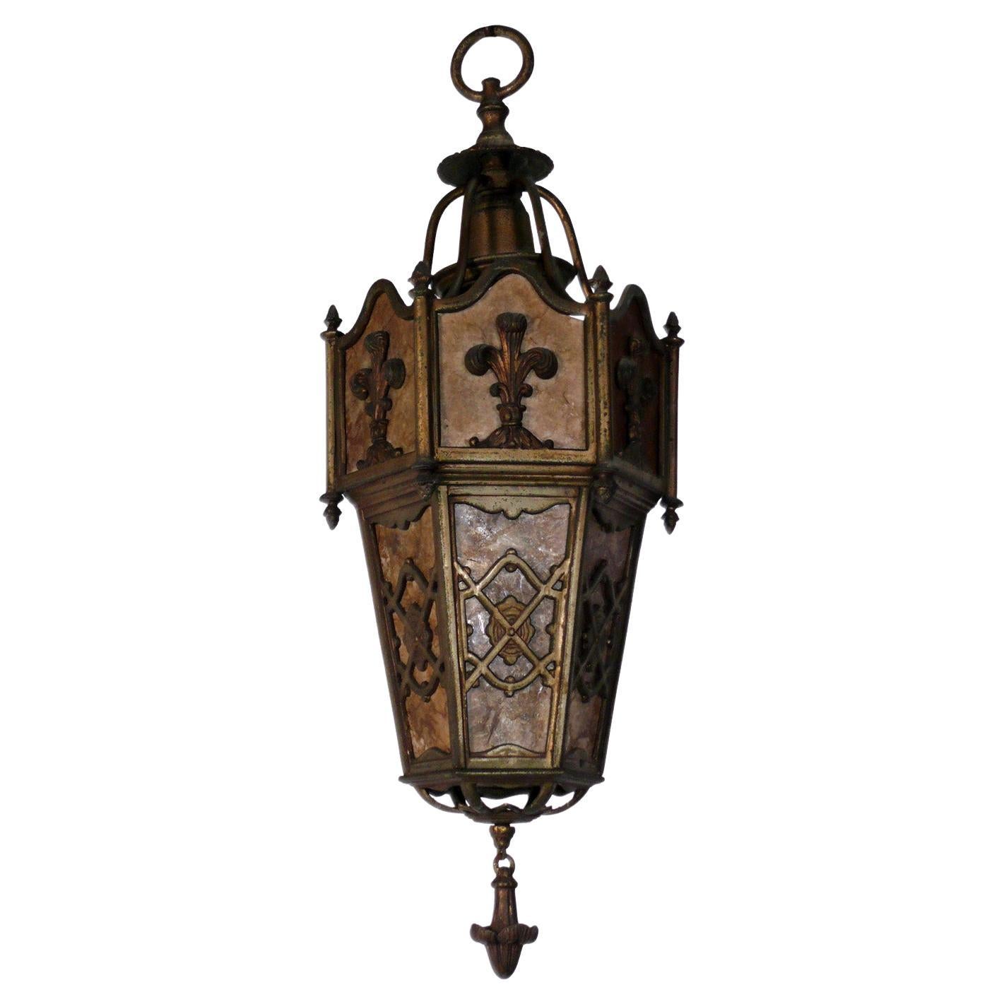 Bronze Finish Mica Lantern or Pendant Chandelier  For Sale