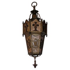 Vintage Bronze Finish Mica Lantern or Pendant Chandelier 