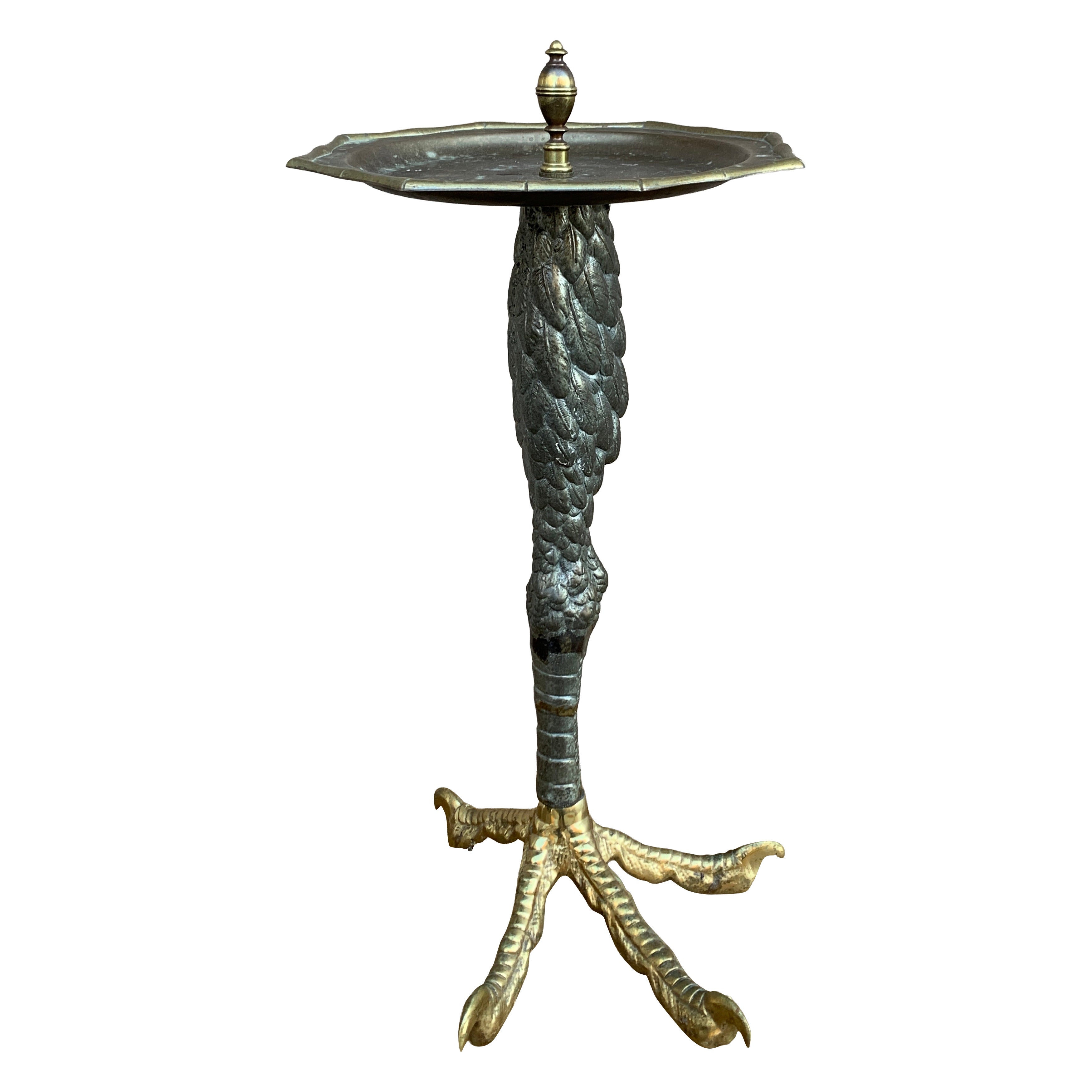 Table d'appoint à pattes d'autruche et talon, finition bronze