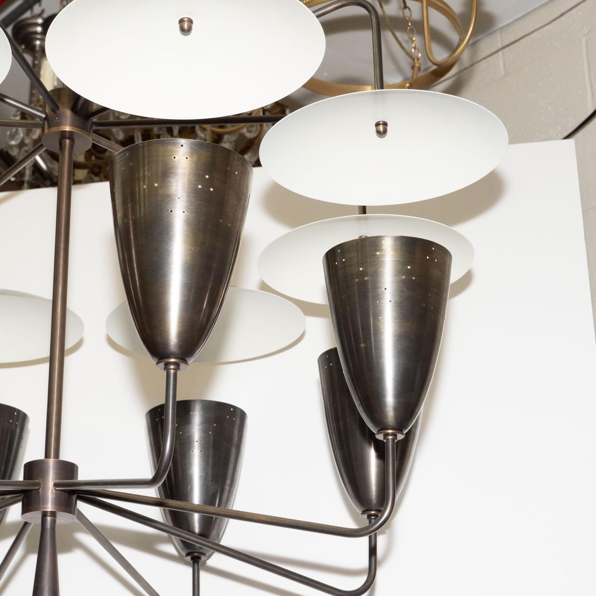 Contemporary Bronze Finish Reflector Shade Chandelier by Marcelo Bessa For Sale