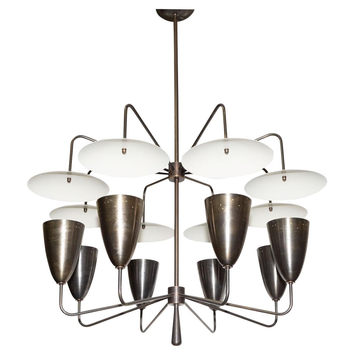 Bronze Finish Reflector Shade Chandelier by Marcelo Bessa For Sale