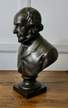 Bronze Finish Spelter Bust William Ewart Gladstone FRS FSS