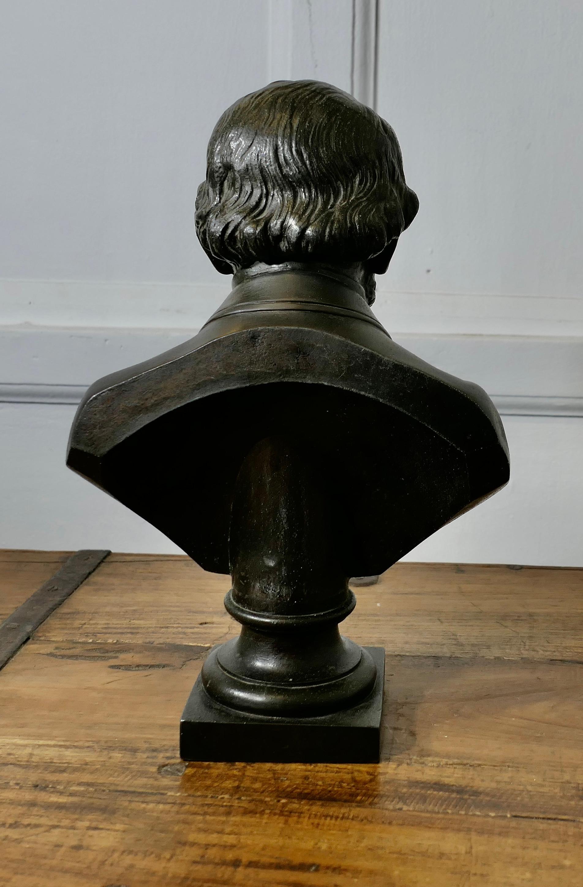 British Colonial Bronze Finish Spelter Bust William Ewart Gladstone FRS FSS For Sale