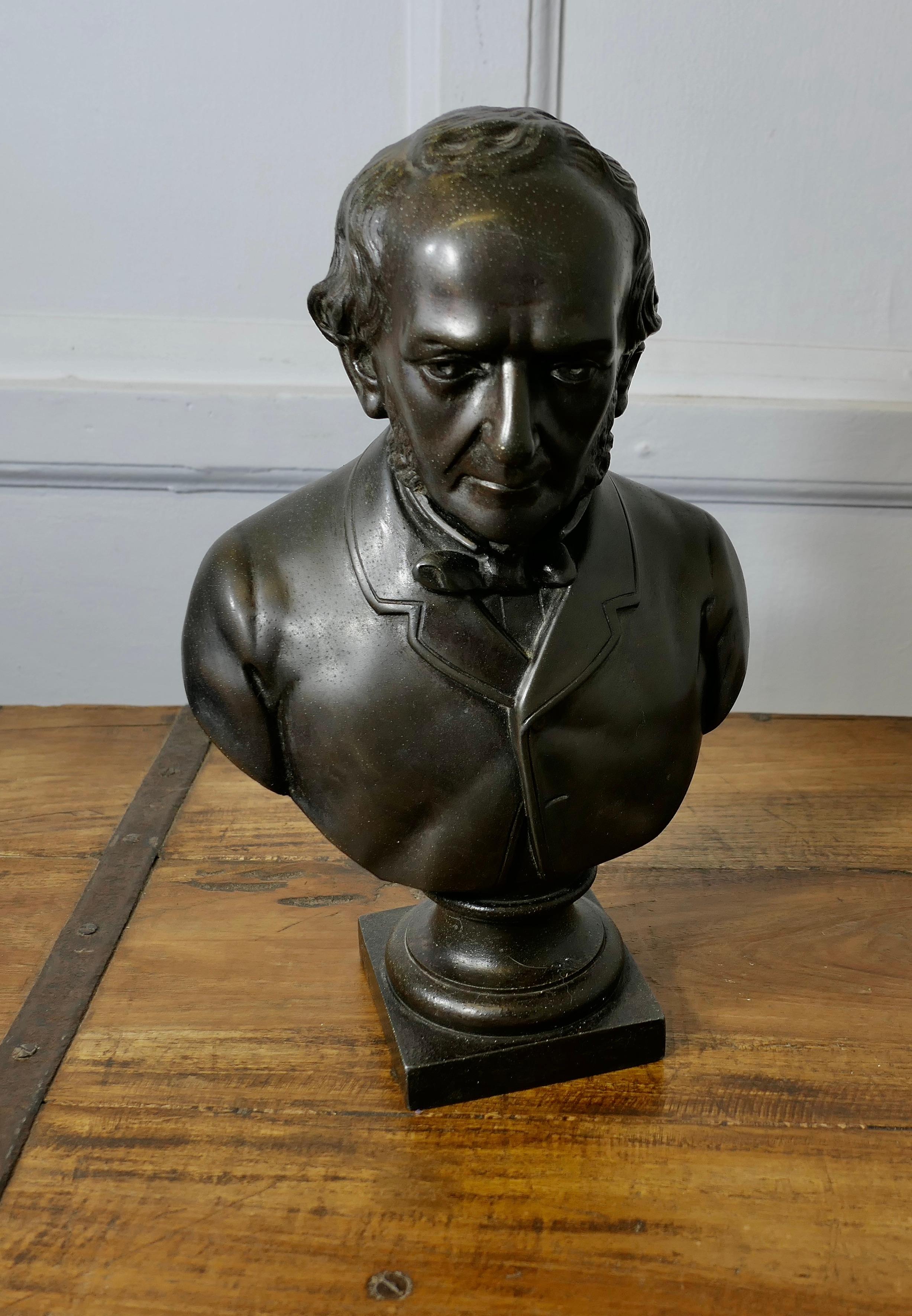 Mid-20th Century Bronze Finish Spelter Bust William Ewart Gladstone FRS FSS For Sale