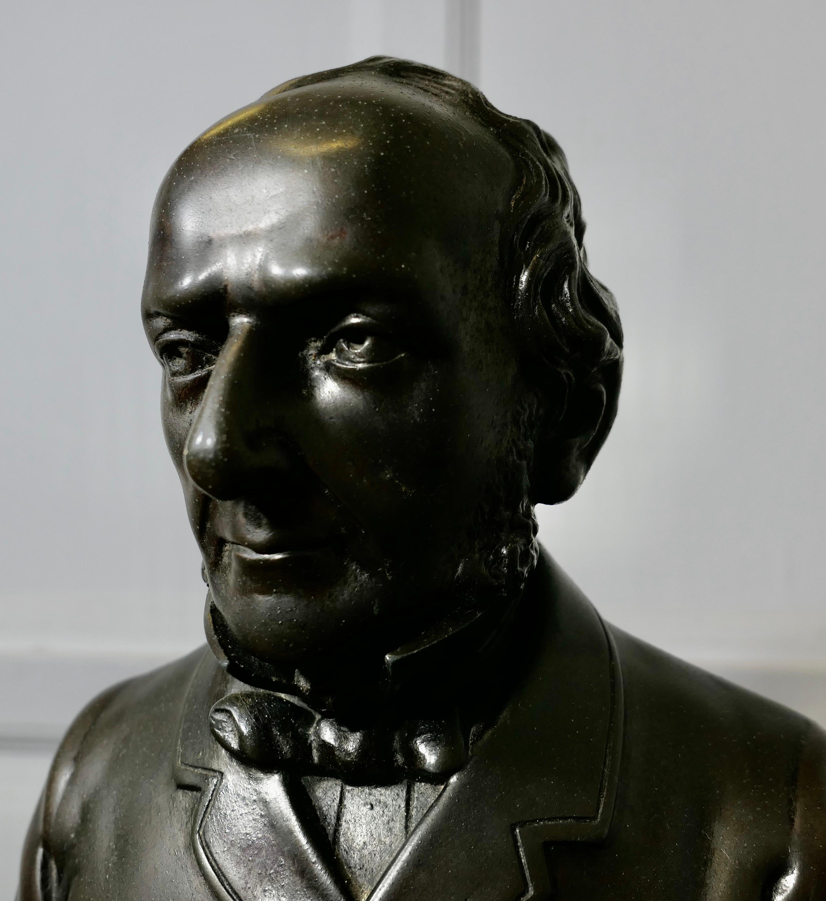 Bronze Finish Spelter Bust William Ewart Gladstone FRS FSS For Sale 1