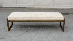 Bronze Finish Steel and Upholstery Bench