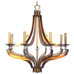 Lustre en bronze et cristal