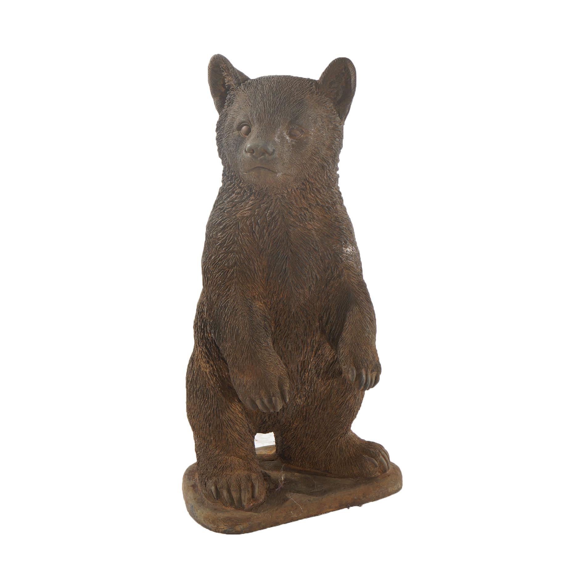 Ourson noir debout en bronze et pierre dure 20e siècle en vente 9