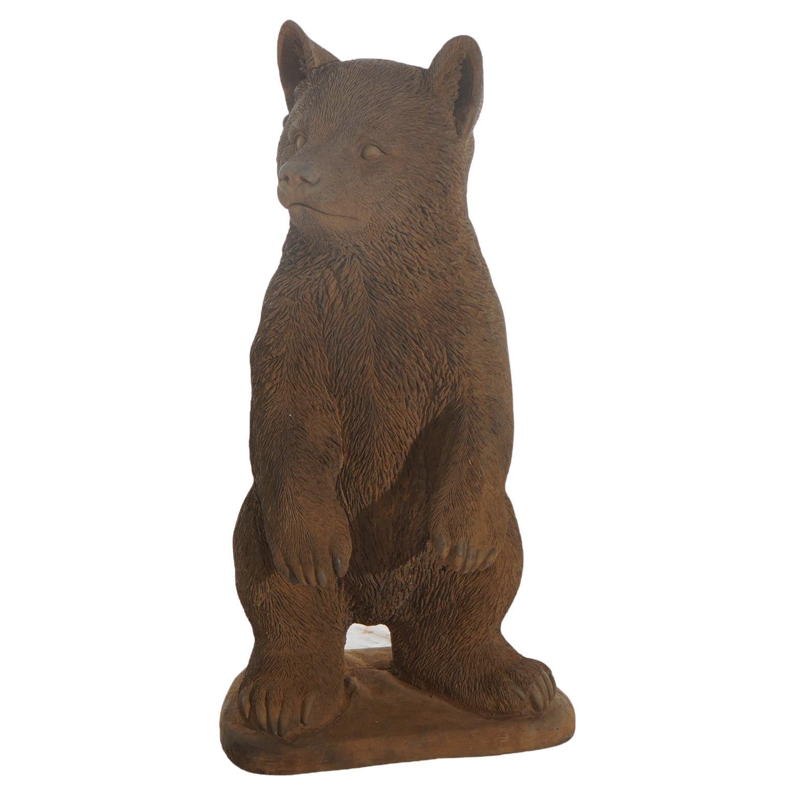 Ourson noir debout en bronze et pierre dure 20e siècle en vente