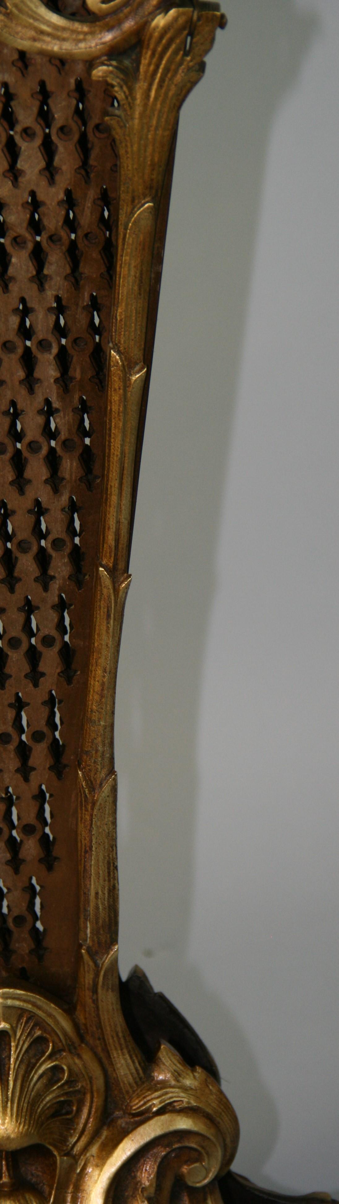 French Brass Pierced Gallery Acanthus Foliage Fire Place Fan Screen , circa 1870 4