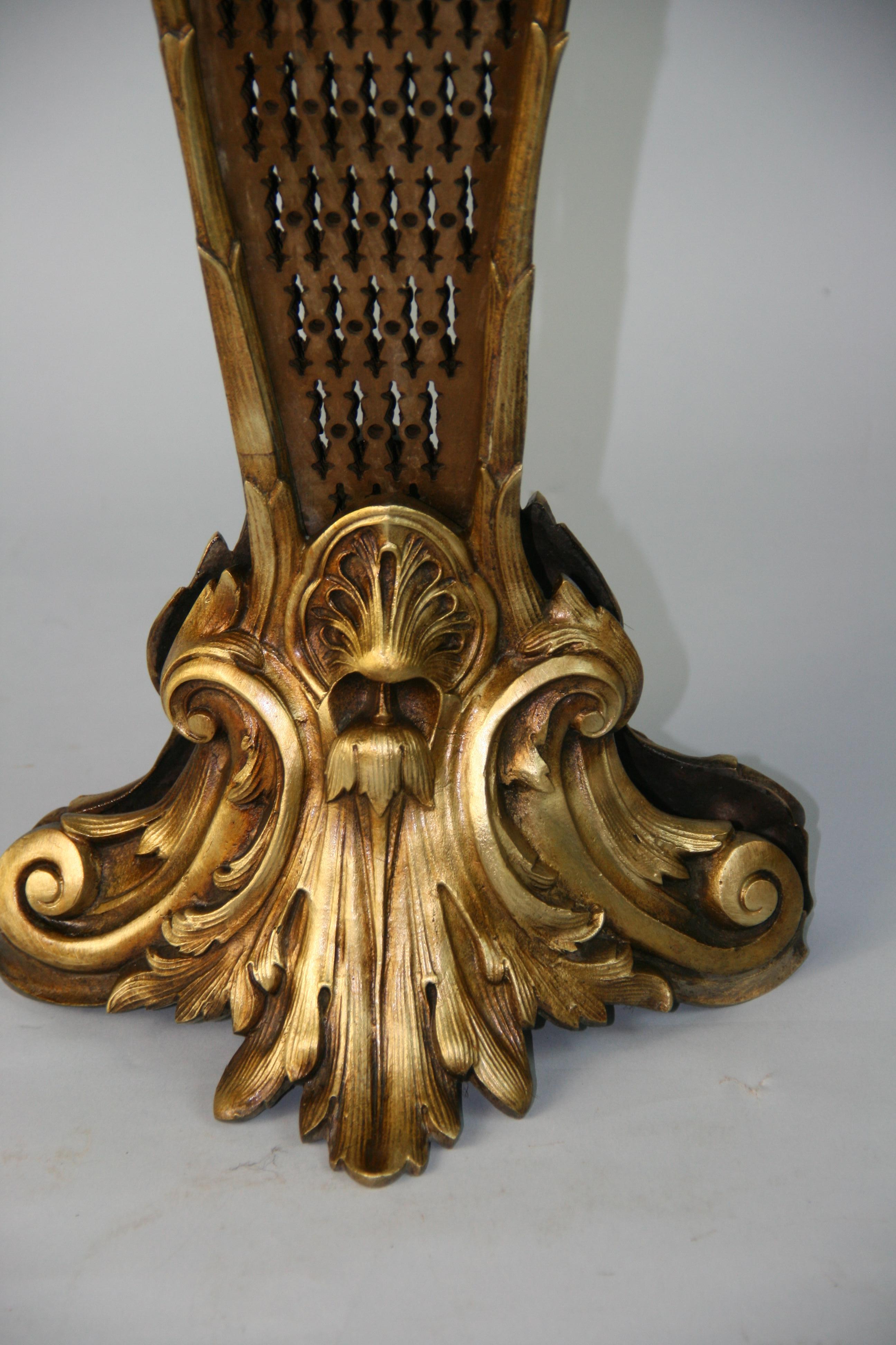 French Brass Pierced Gallery Acanthus Foliage Fire Place Fan Screen , circa 1870 5