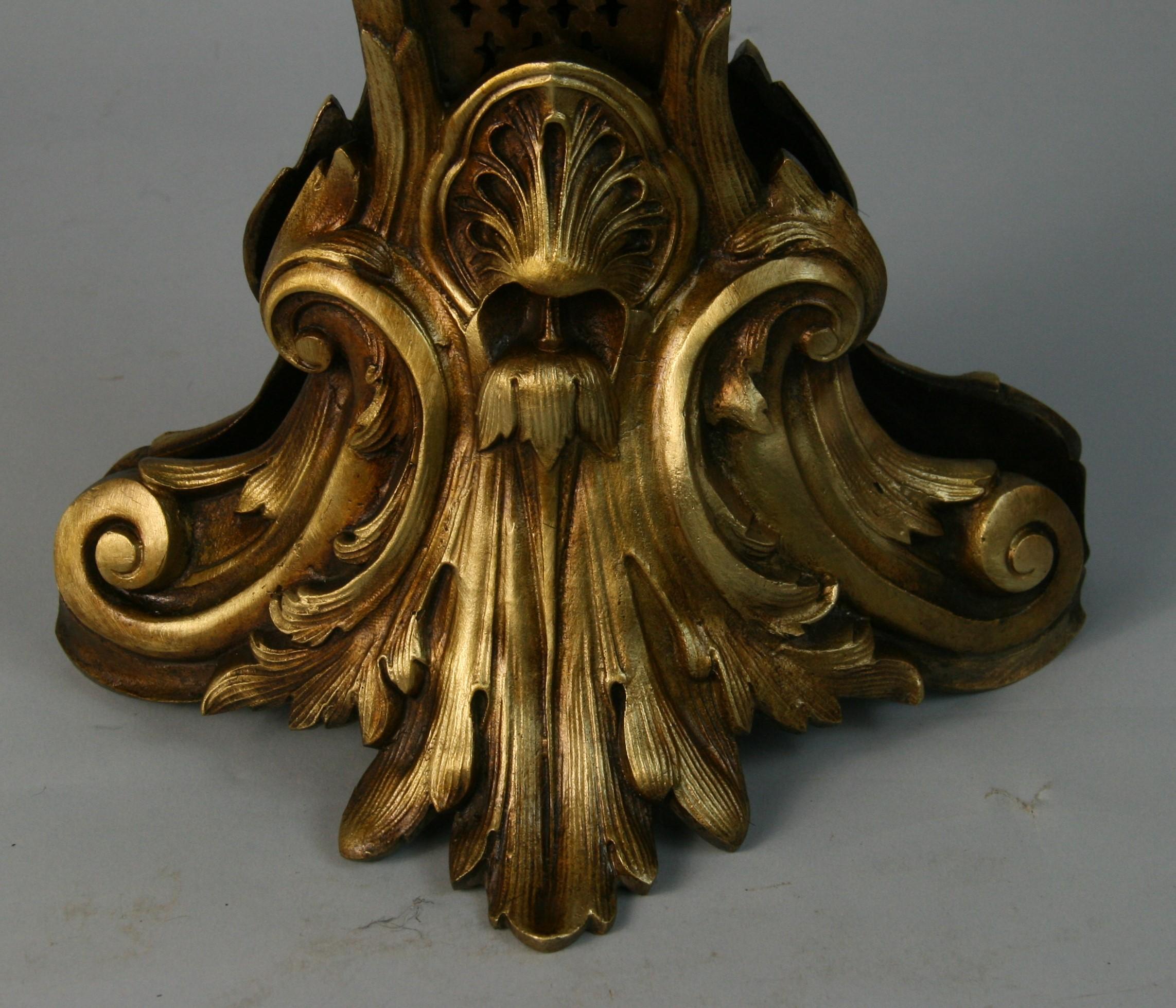 French Brass Pierced Gallery Acanthus Foliage Fire Place Fan Screen , circa 1870 7