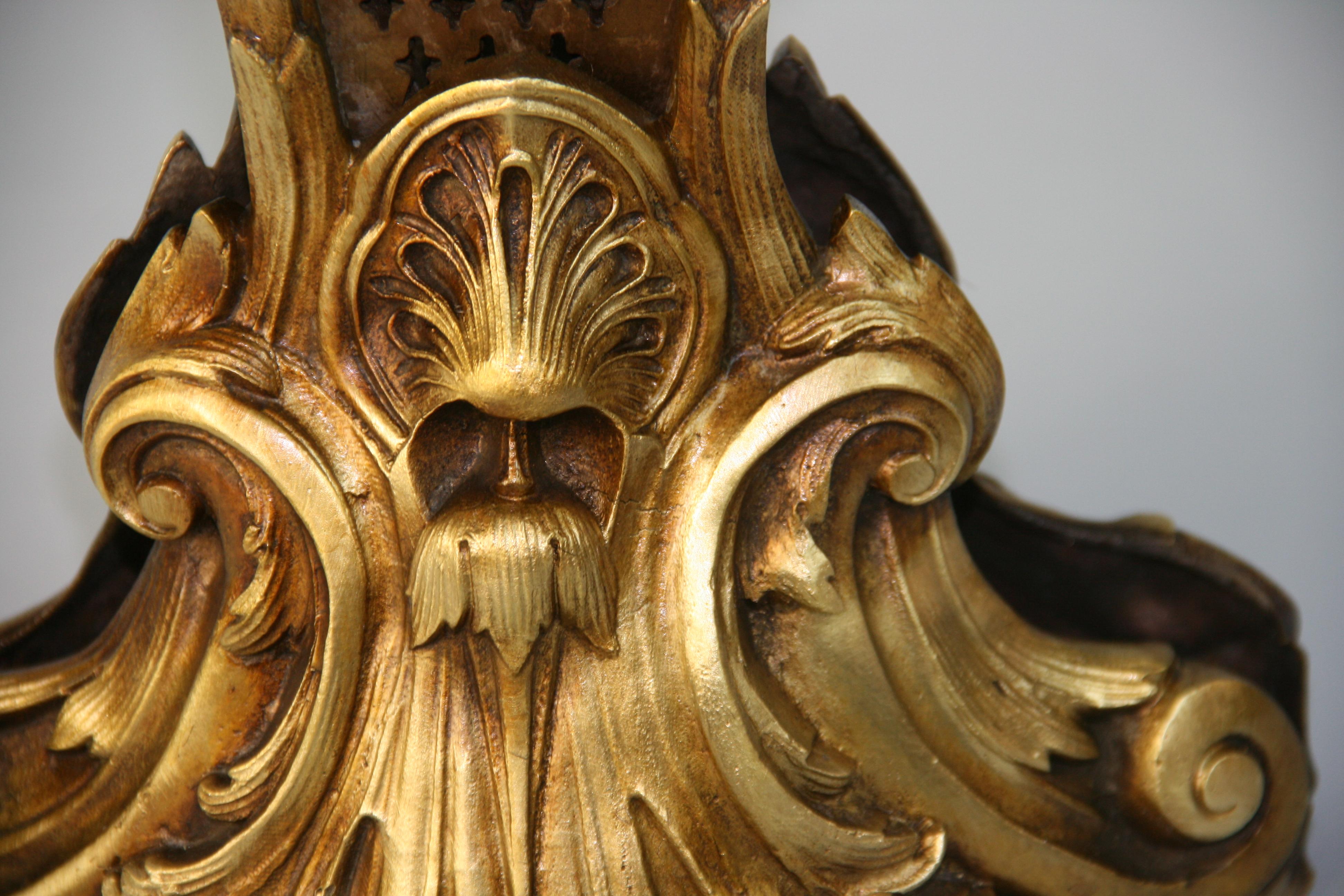French Brass Pierced Gallery Acanthus Foliage Fire Place Fan Screen , circa 1870 8