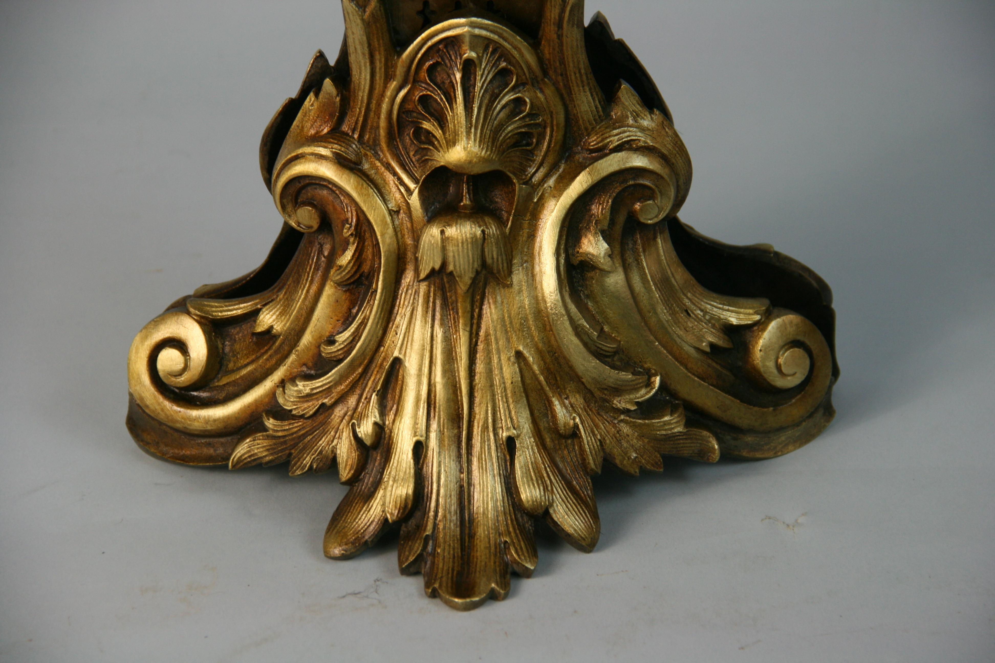 19th Century French Brass Pierced Gallery Acanthus Foliage Fire Place Fan Screen , circa 1870