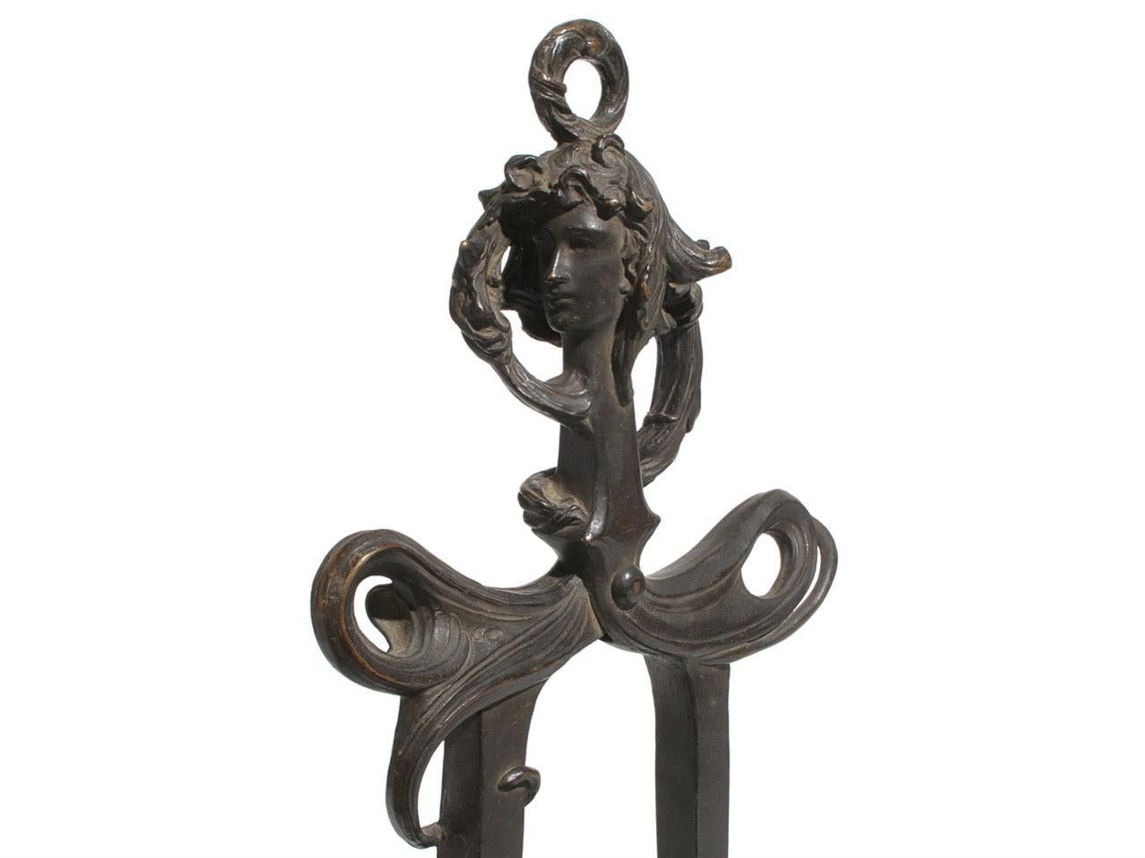 French Bronze ‘Fire Tong’ Sculpture by Henri-Louis Levasseur For Sale