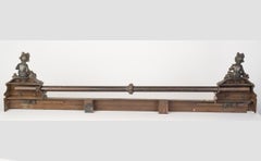 Antique Bronze Fireplace Fender with Putti, Golden Accents, Circa 1860