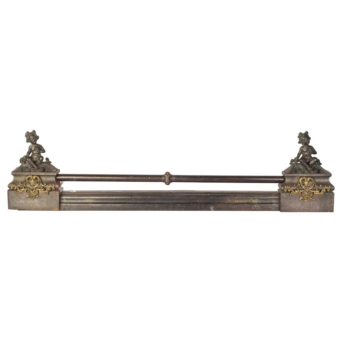 Bronze Fireplace  Fender or Faceplate Front Panel with Putti For Sale